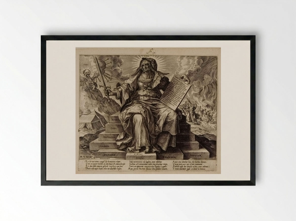 The Second Era: The Law of the Old Testament - Hieronymus Wierix - Framed Print Black