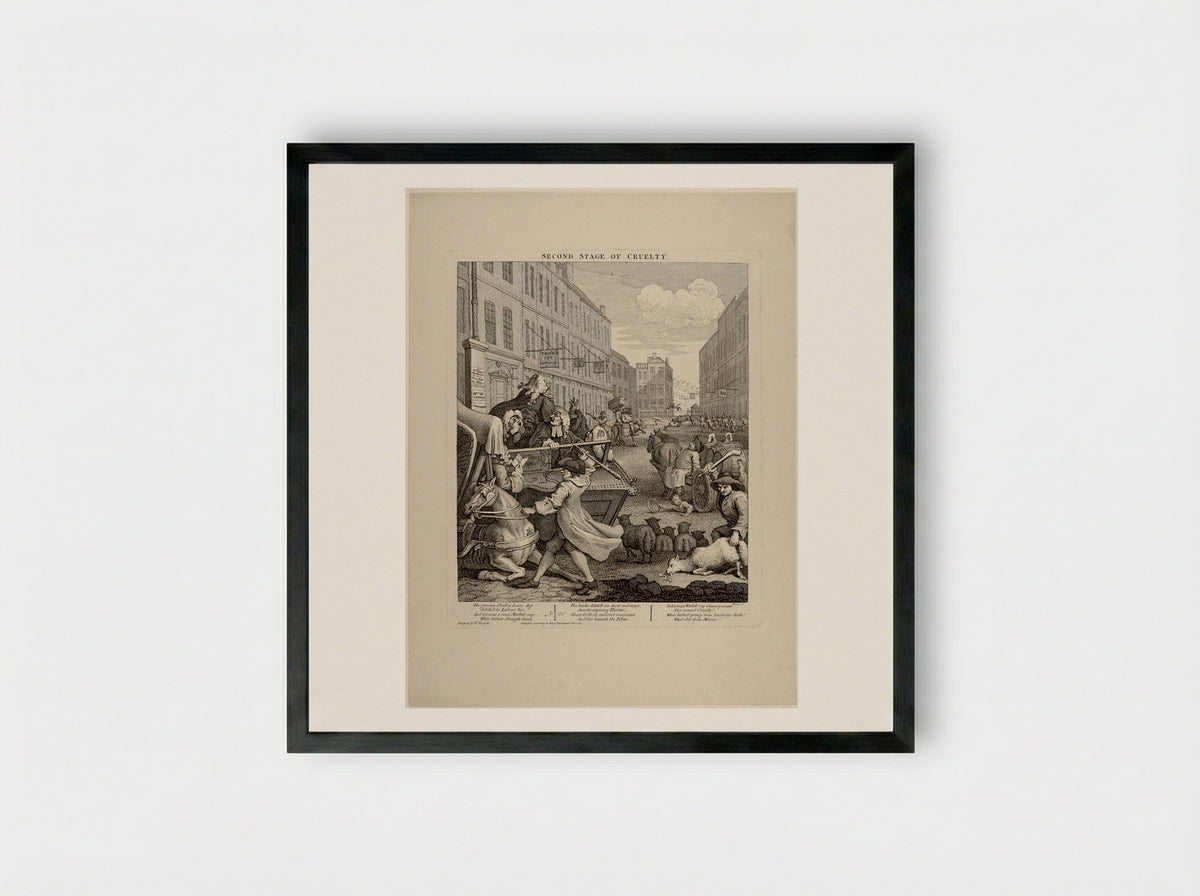 The Second Stage of Cruelty - William Hogarth - Framed Print Black