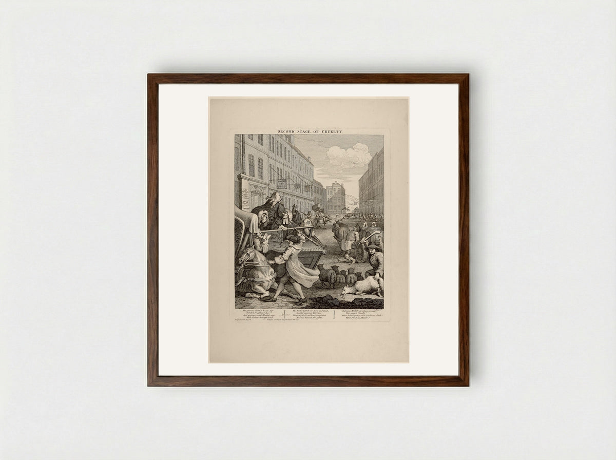 The Second Stage of Cruelty - William Hogarth - Framed Print Dark Wood
