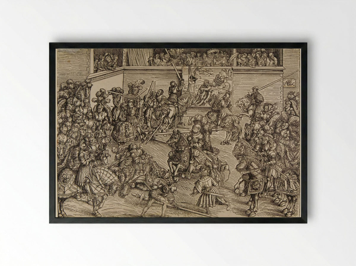 The Second Tournament - Lucas Cranach the Elder - Framed Print Black