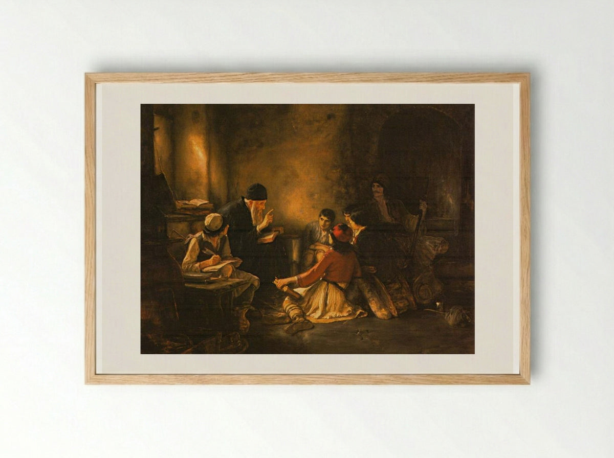 The Secret School - Nikolaos Gyzis - Framed Print Wood