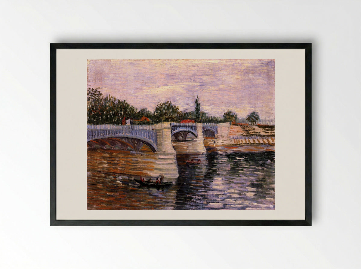 The Seine with the Pont de la Grande Jatte - Vincent van Gogh - Framed Print Black