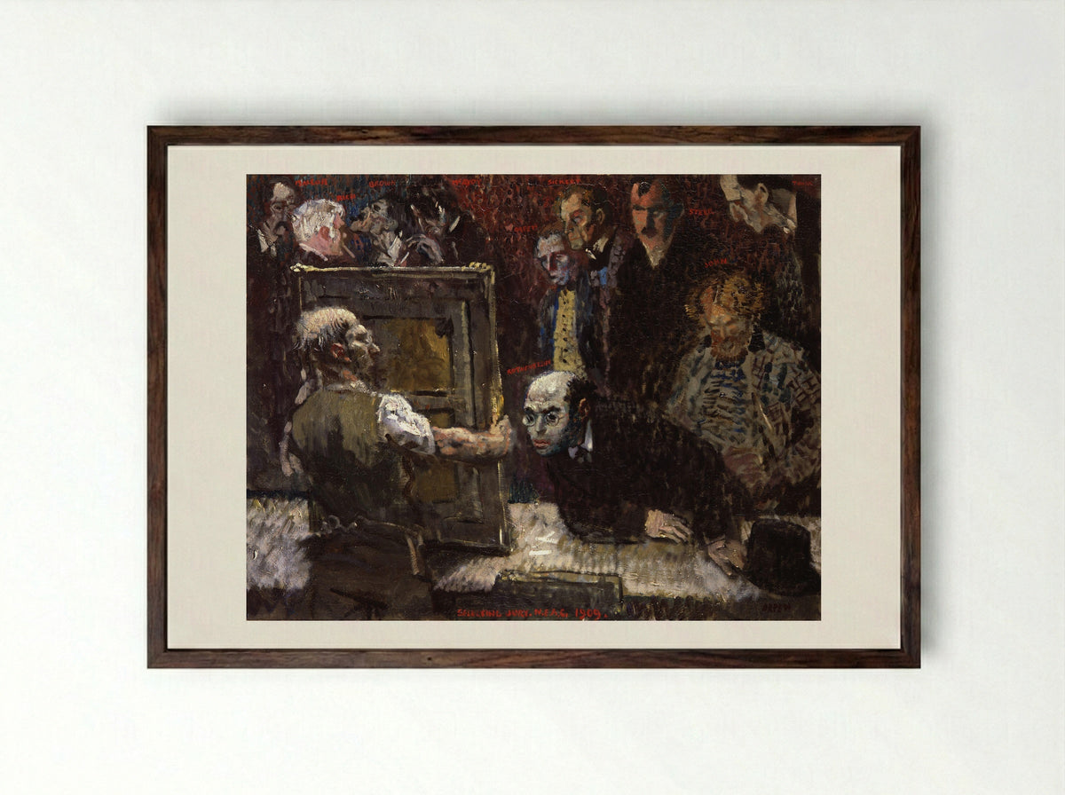The Selecting Jury of the New English Art Club - William Orpen - Framed Print Dark Wood