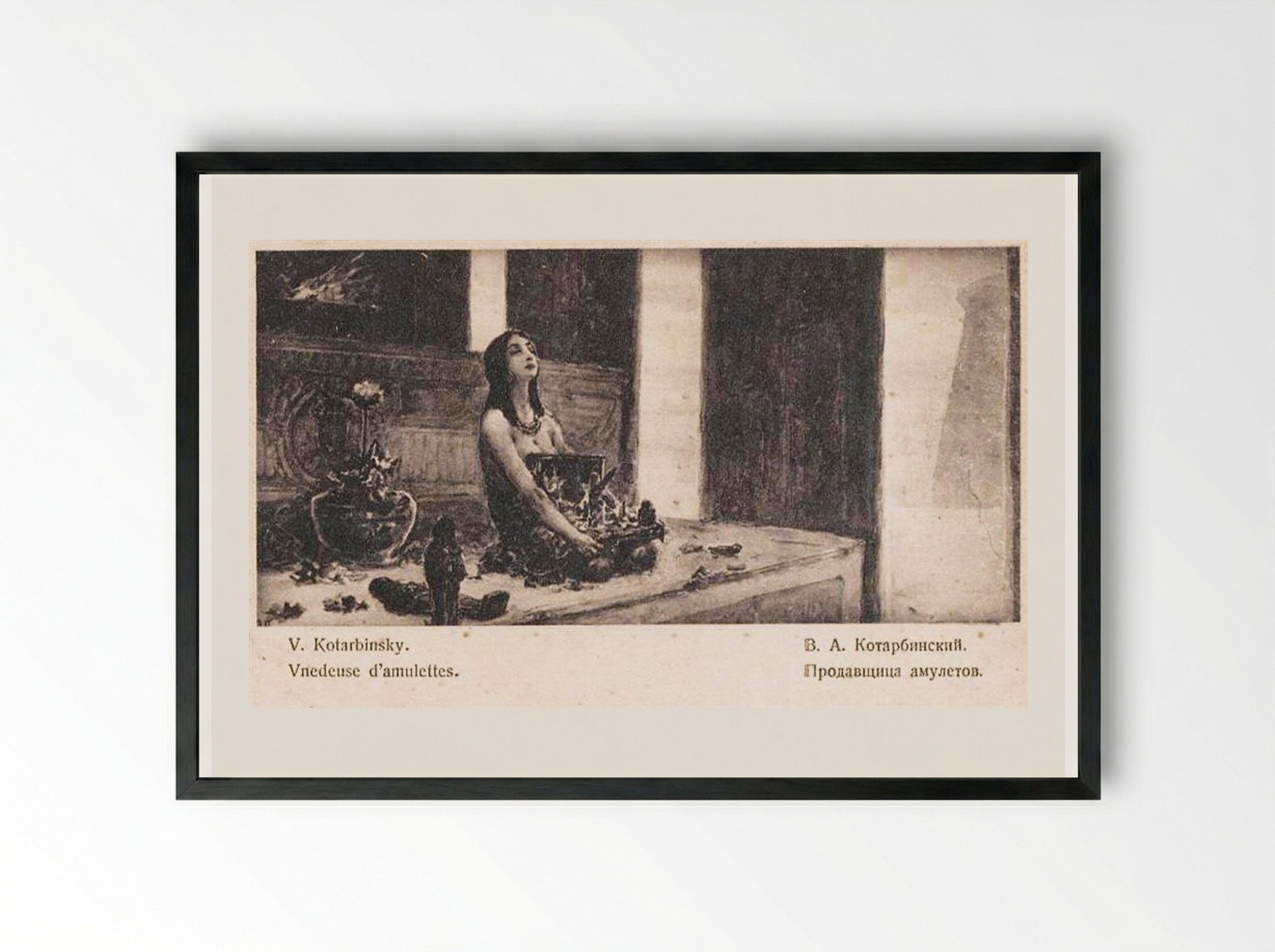 The Seller of Amulets - Wilhelm Kotarbinski - Framed Print Black
