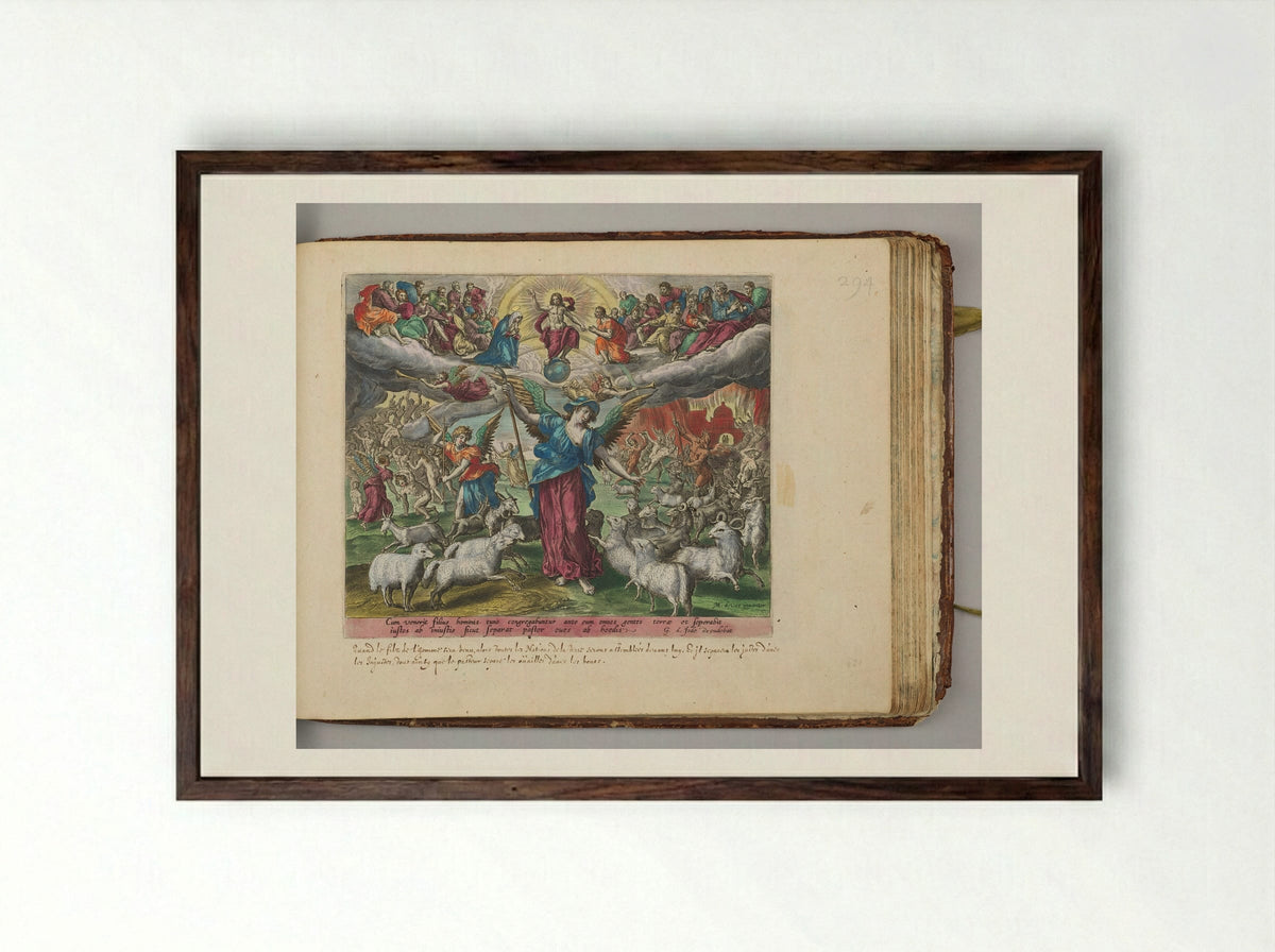 The Separation of the Sheep from the Goats - Adriaen Collaert - Framed Print Dark Wood