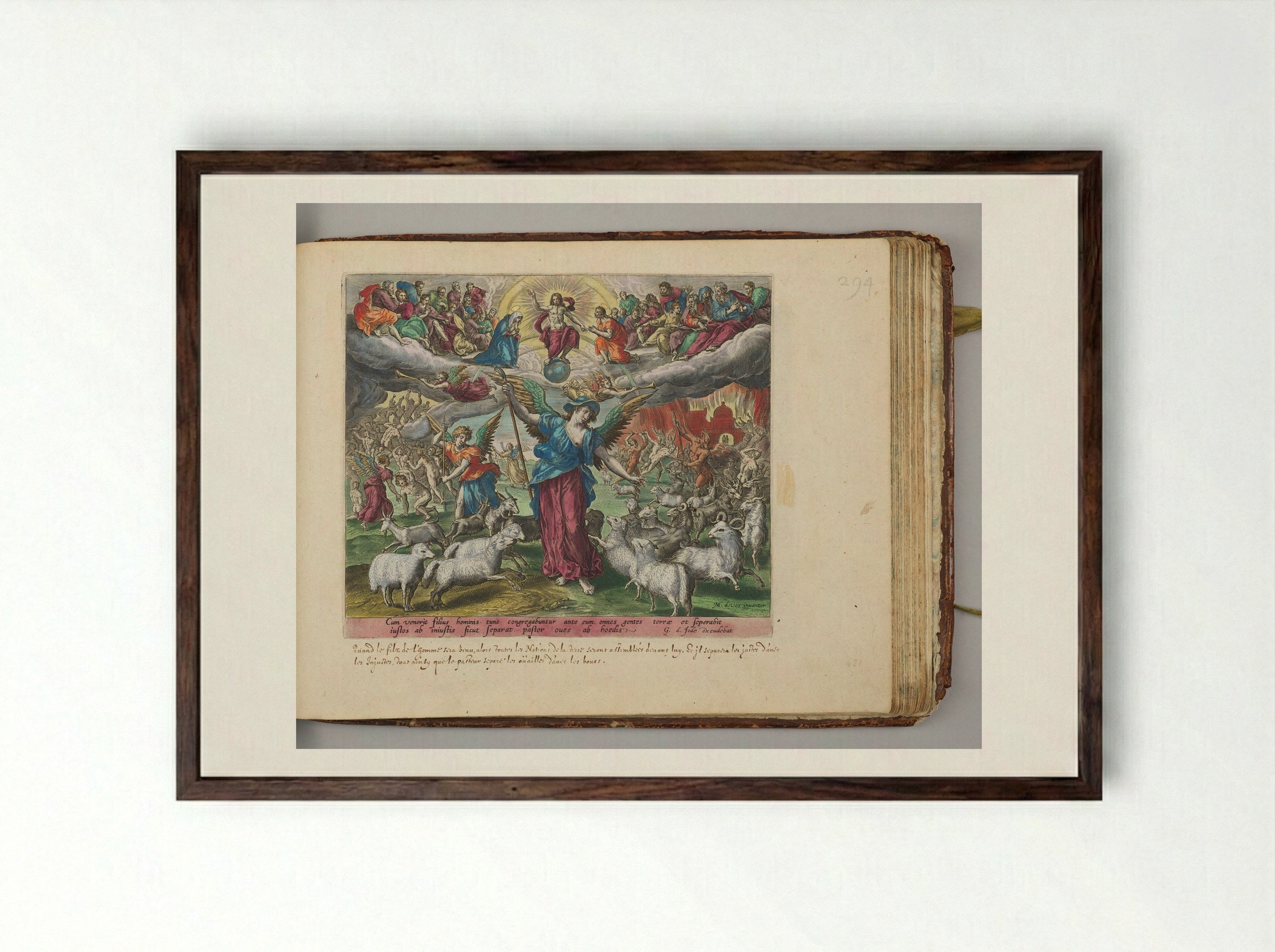 The Separation of the Sheep from the Goats - Adriaen Collaert - Framed Print Dark Wood