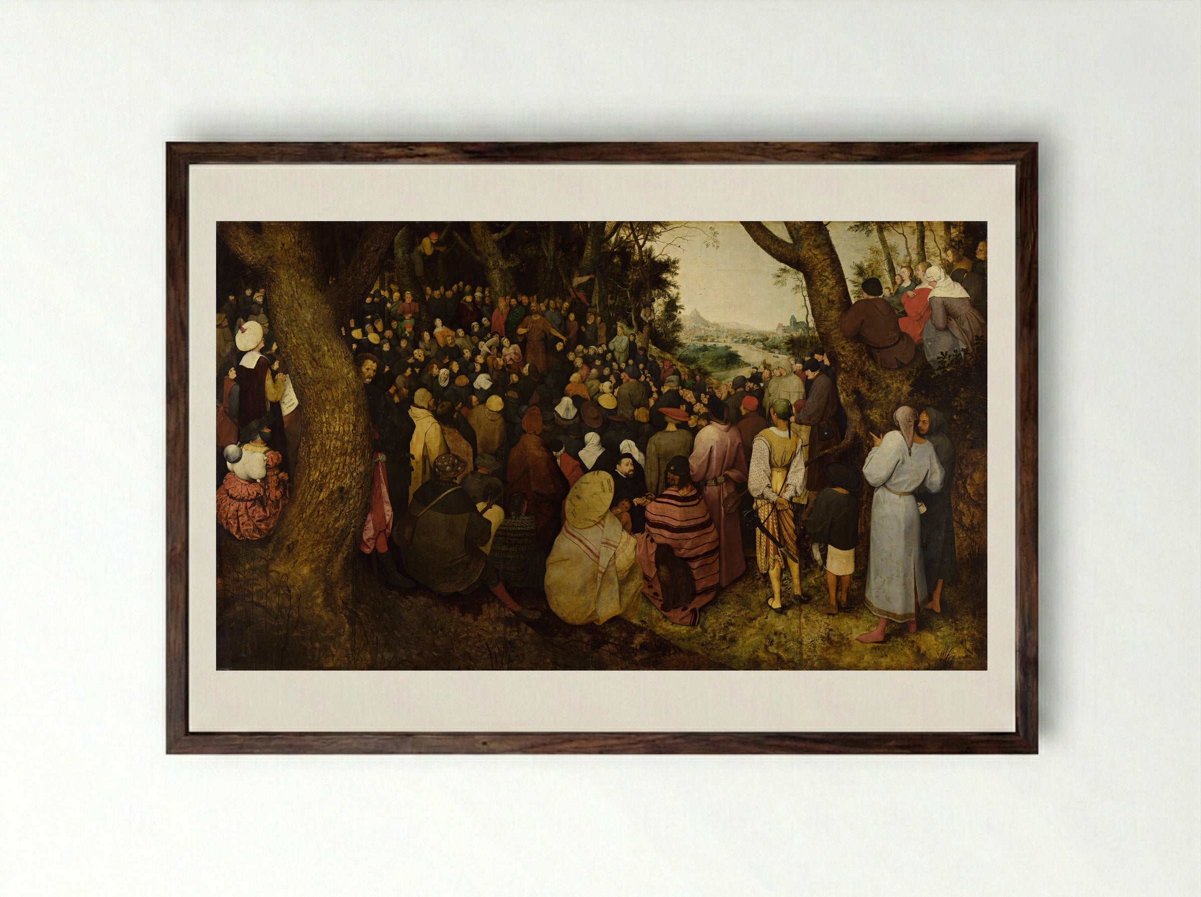 The Sermon of St. John the Baptist - Pieter Bruegel the Elder - Framed Print Dark Wood