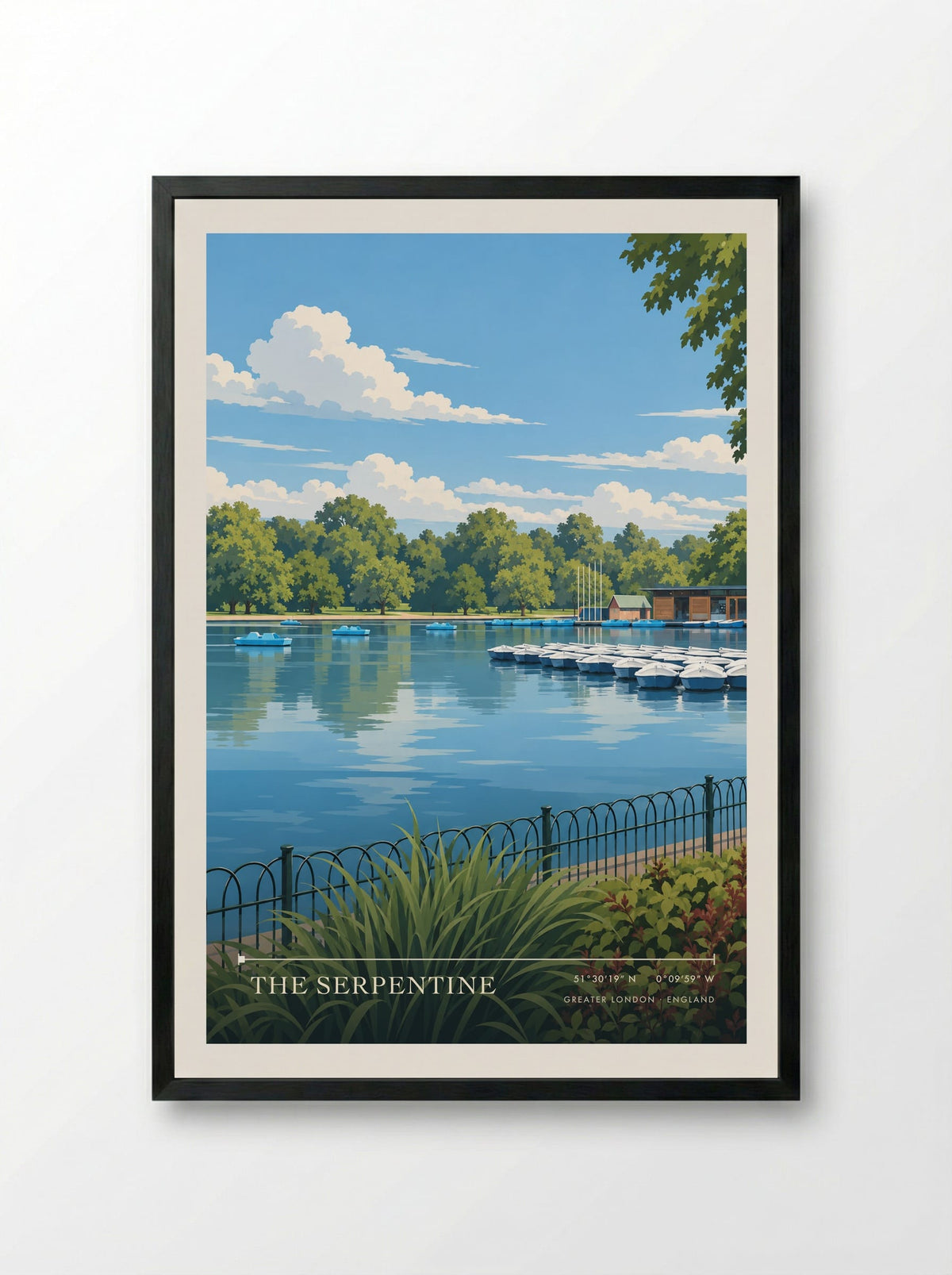 The Serpentine, Greater London | Travel Poster - Framed Print Black
