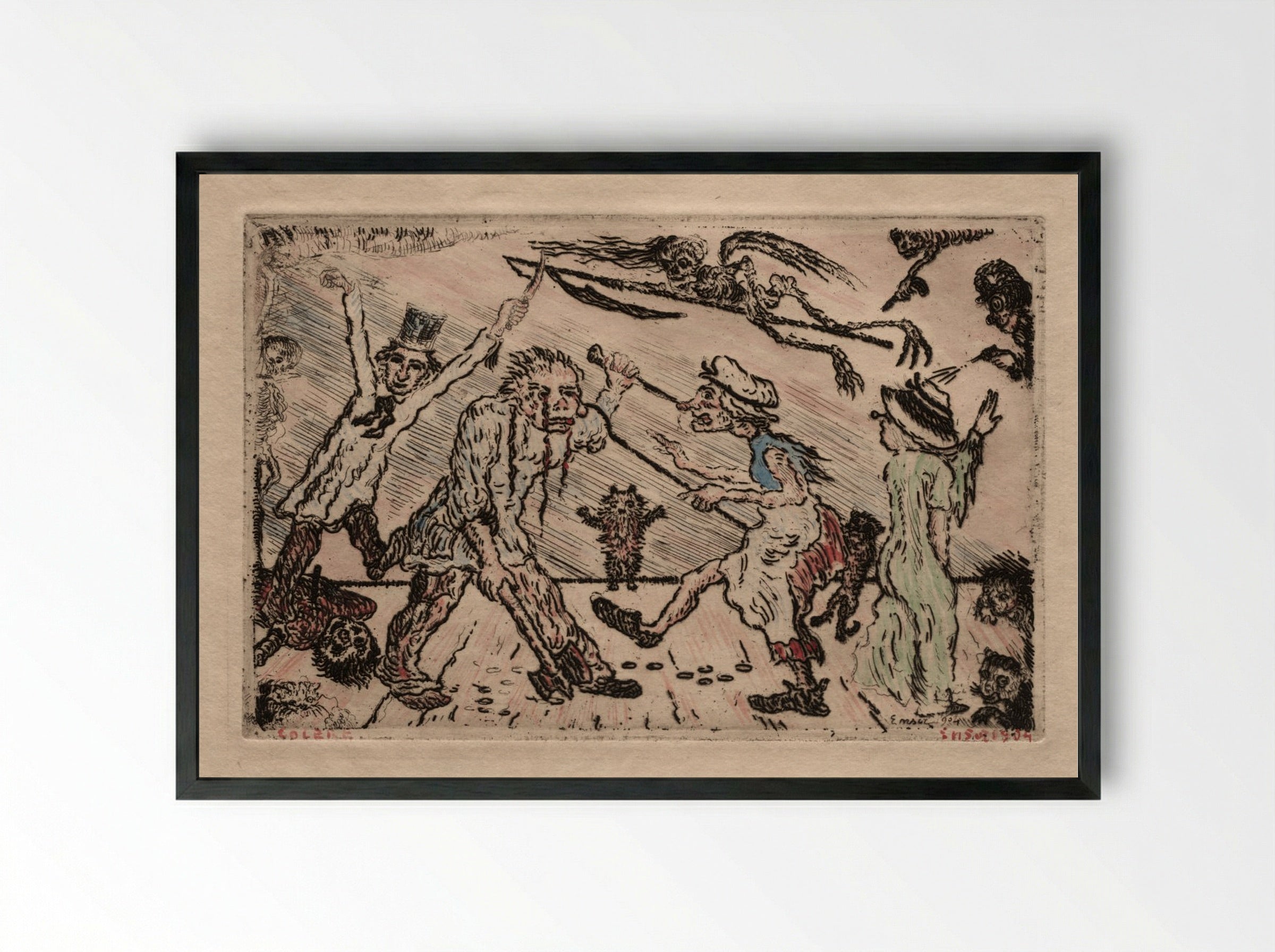 The Seven Deadly Sins: Anger - James Ensor - Framed Print Black