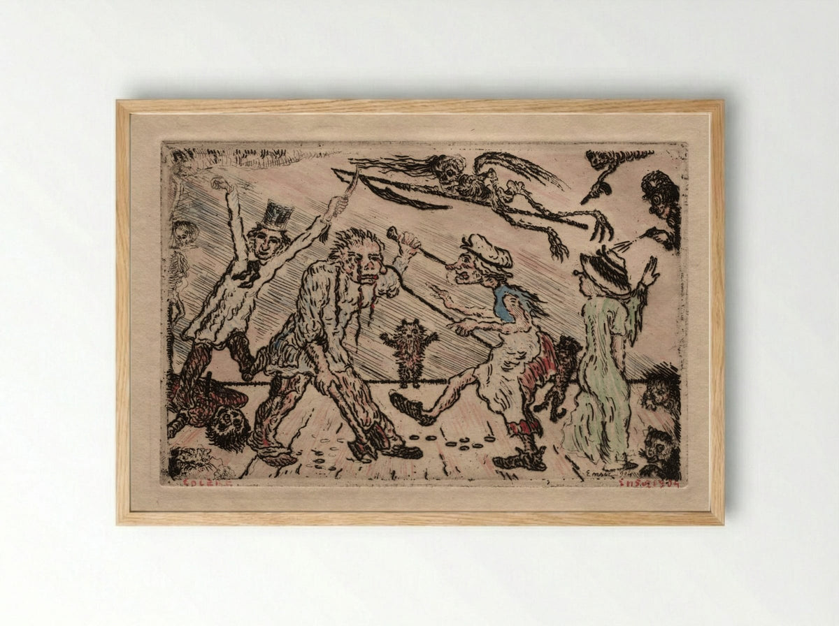 The Seven Deadly Sins: Anger - James Ensor - Framed Print Wood