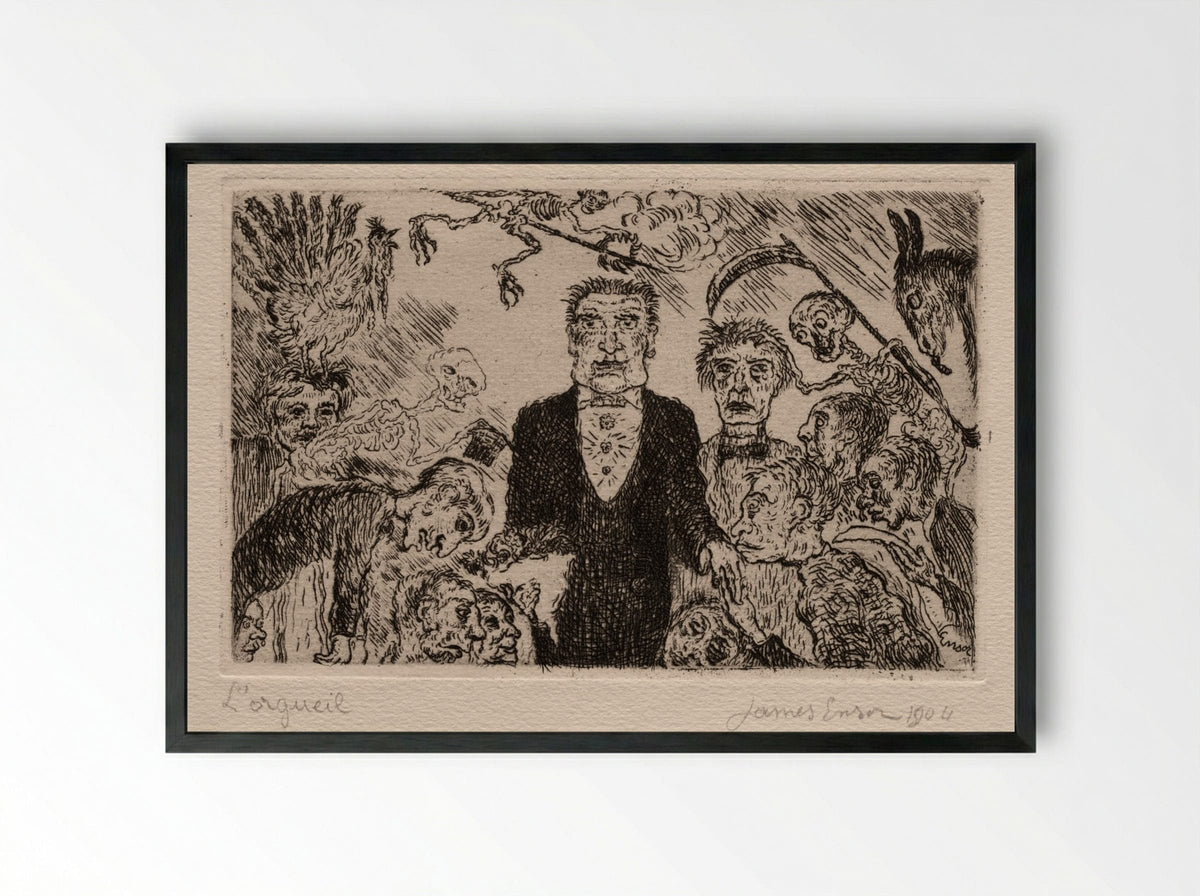The Seven Deadly Sins: Pride - James Ensor - Framed Print Black