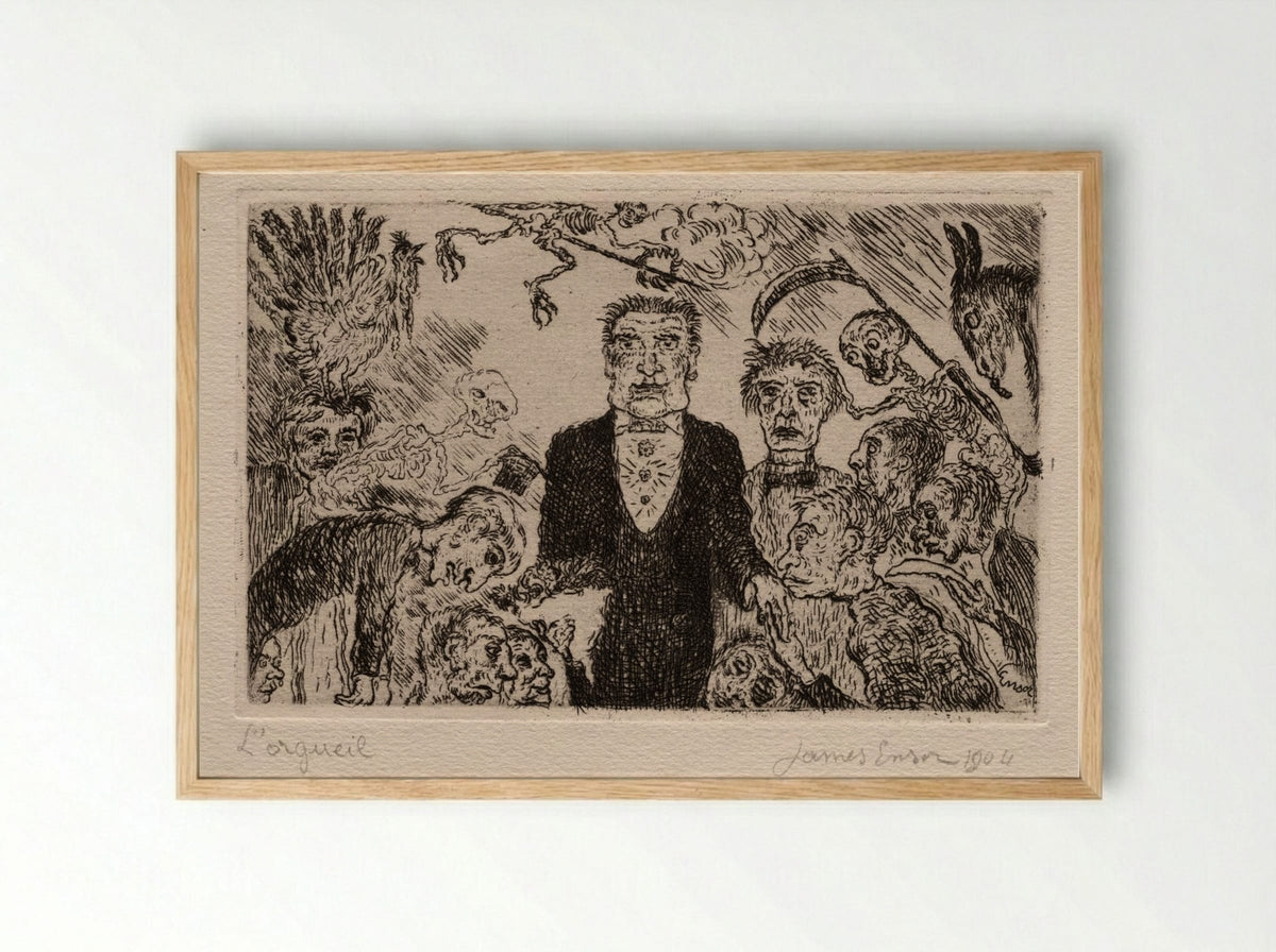 The Seven Deadly Sins: Pride - James Ensor - Framed Print Wood