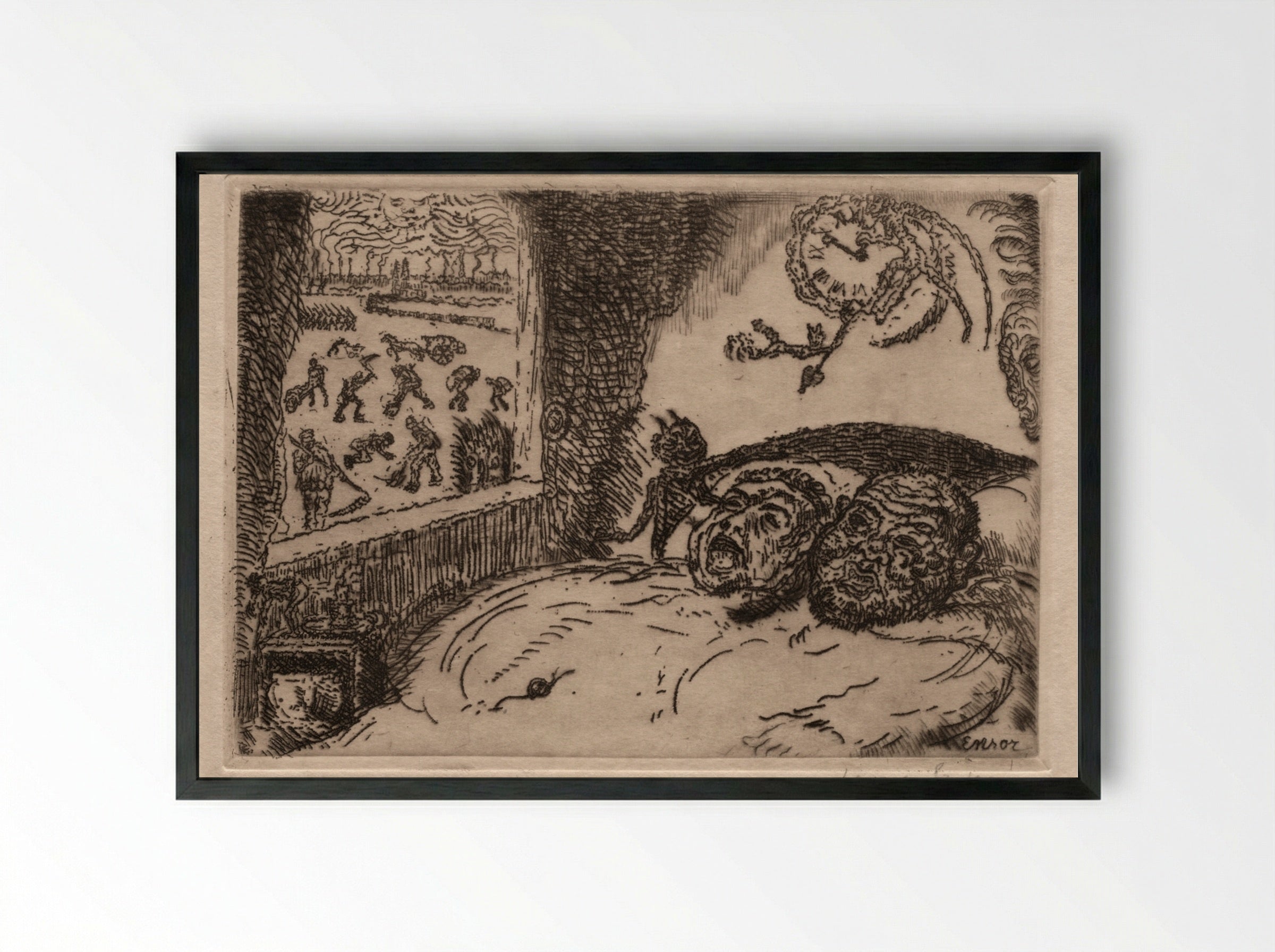 The Seven Deadly Sins: Sloth - James Ensor - Framed Print Black
