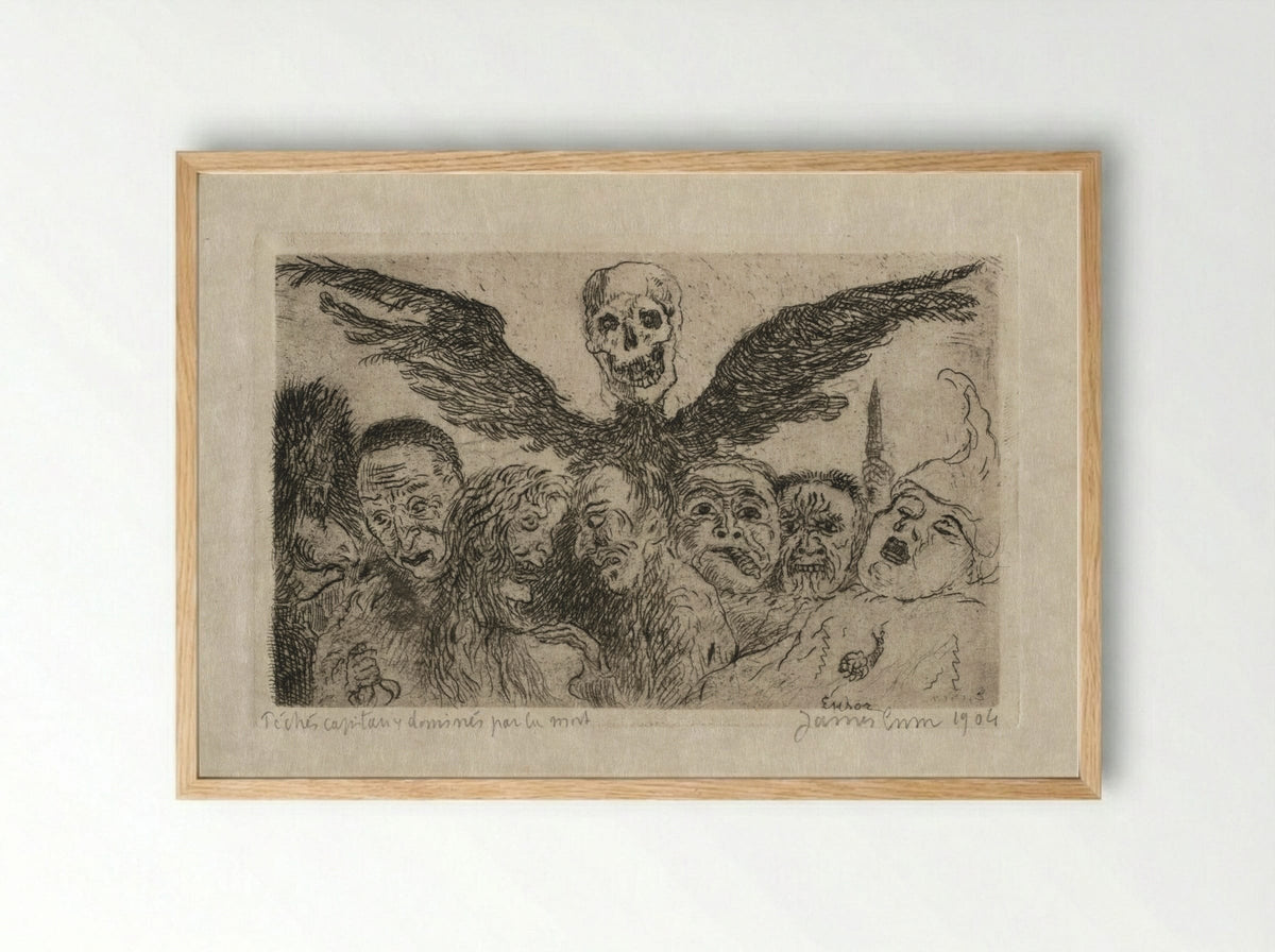 The Seven Deadly Sins: Title Page - James Ensor - Framed Print Wood