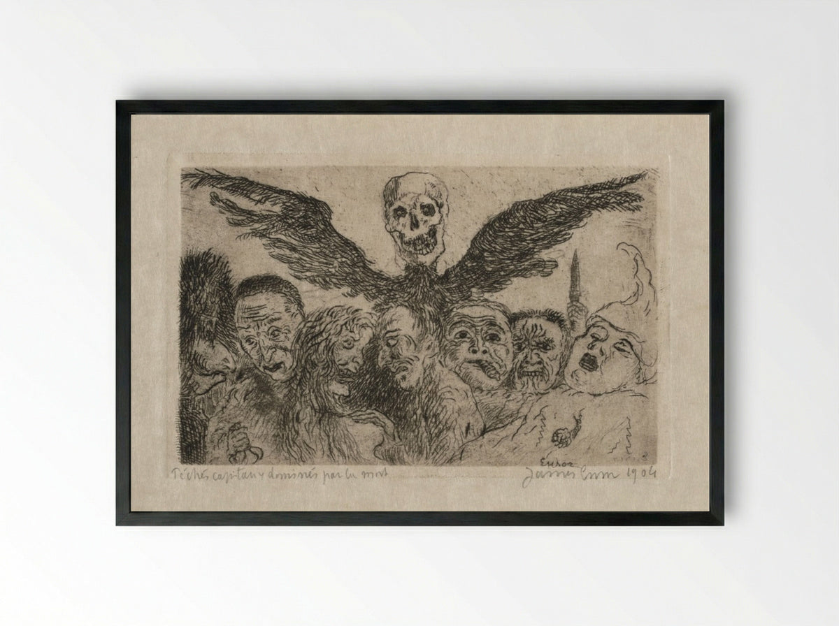 The Seven Deadly Sins - James Ensor - Framed Print Black