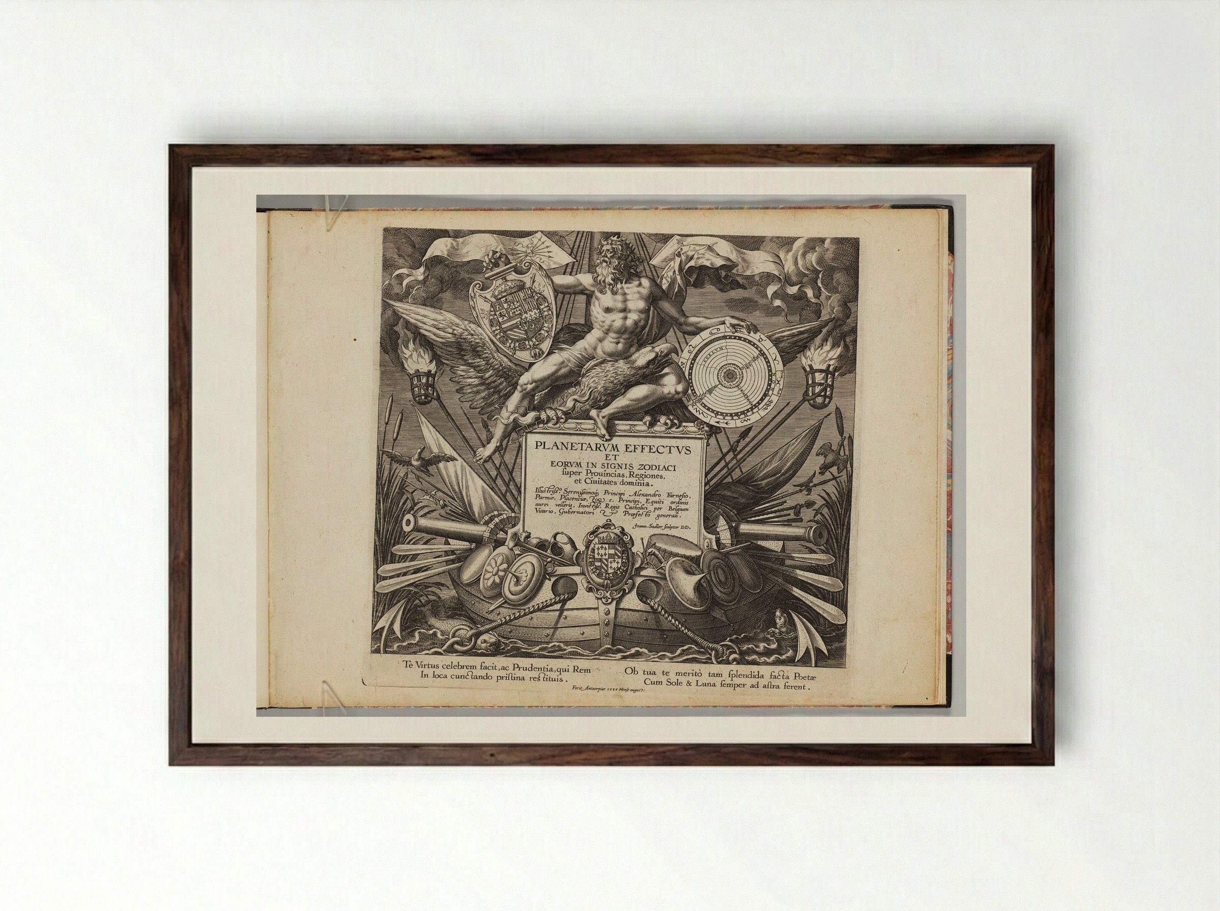 The Seven Planets (Title Page) - Johann Sadeler I - Framed Print Dark Wood