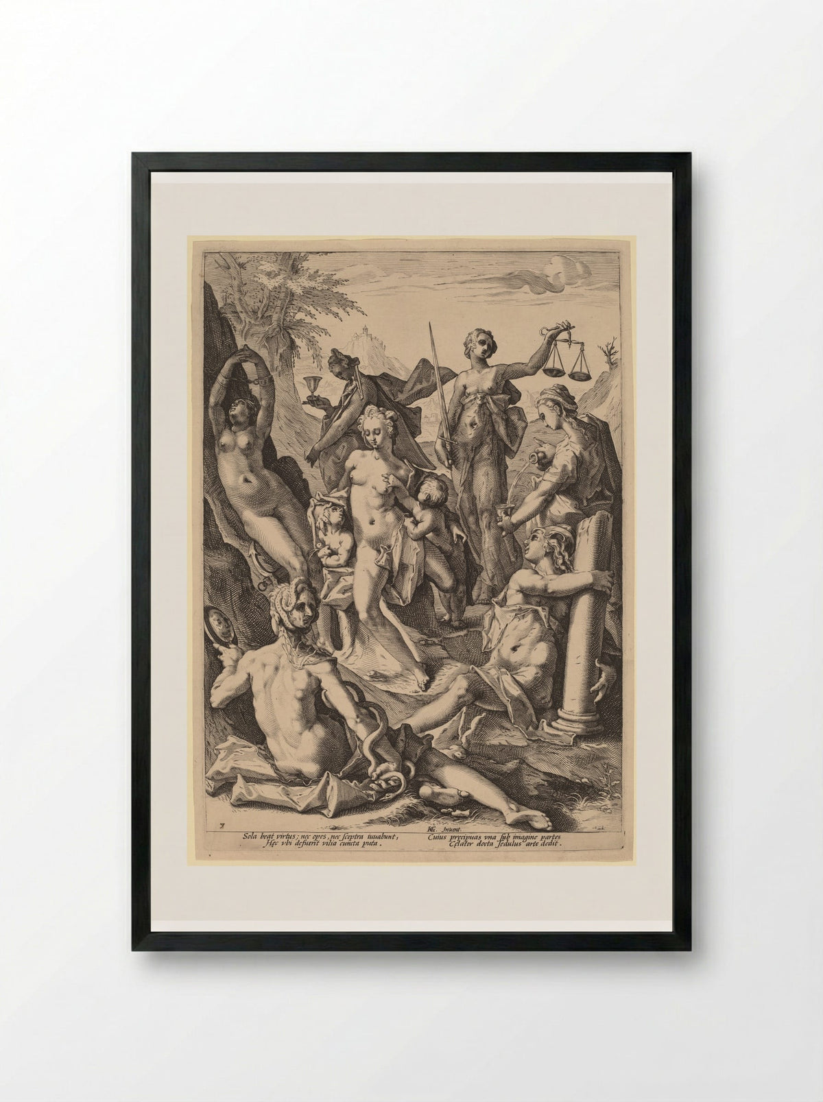The Seven Virtues - Jacob Matham - Framed Print Black