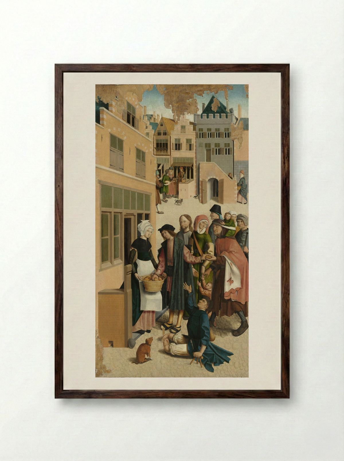 The Seven Works of Mercy - Master of Alkmaar - Framed Print Dark Wood