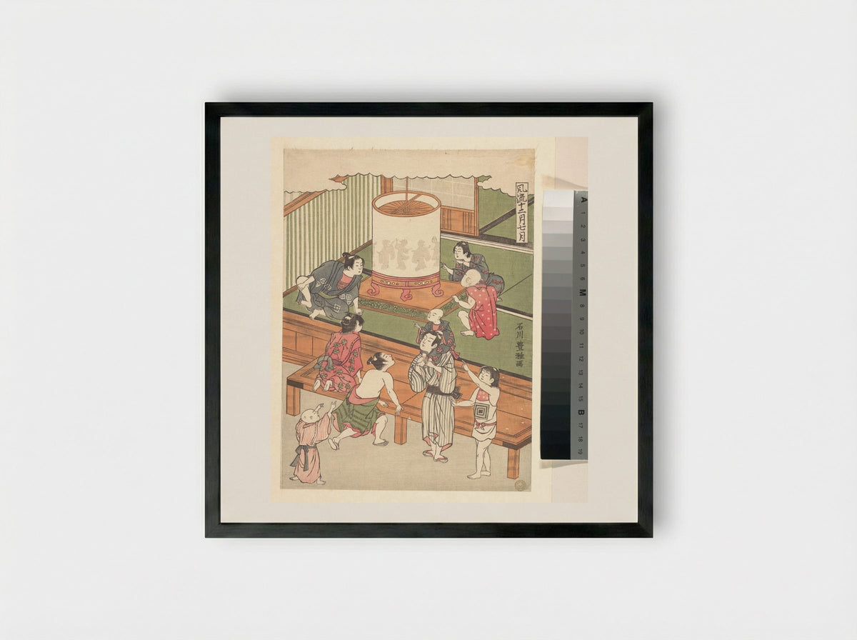 The Seventh Month - Ishikawa Toyomasa - Framed Print Black