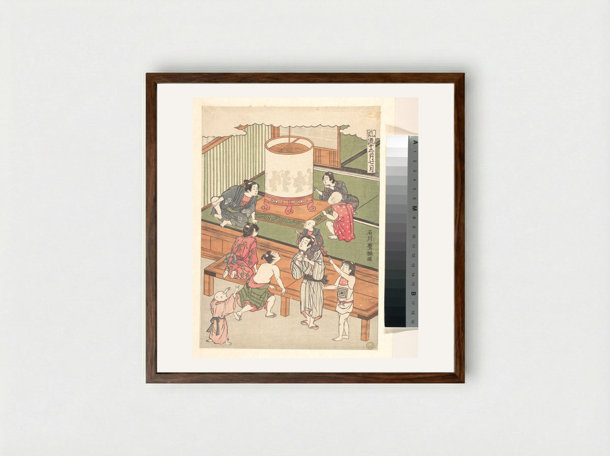 The Seventh Month - Ishikawa Toyomasa - Framed Print Dark Wood
