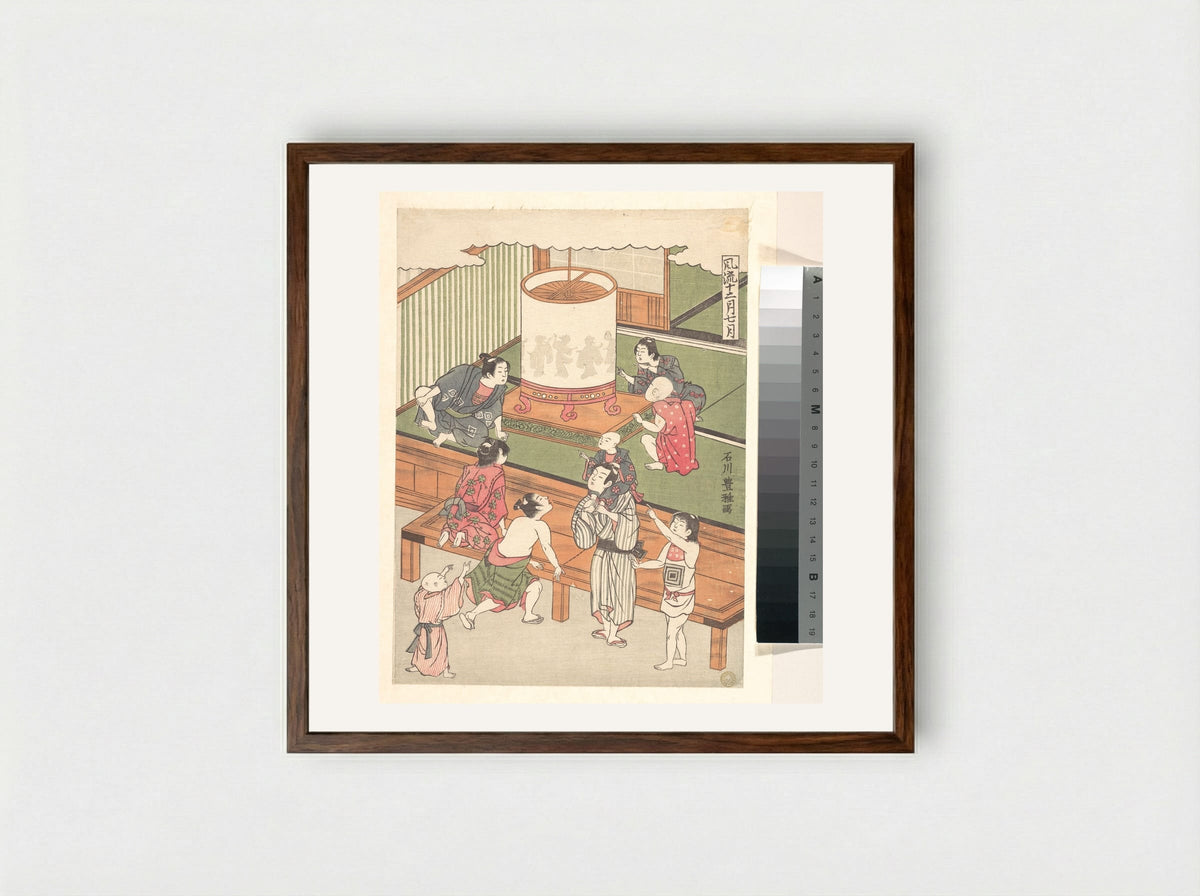 The Seventh Month - Ishikawa Toyomasa - Framed Print Dark Wood