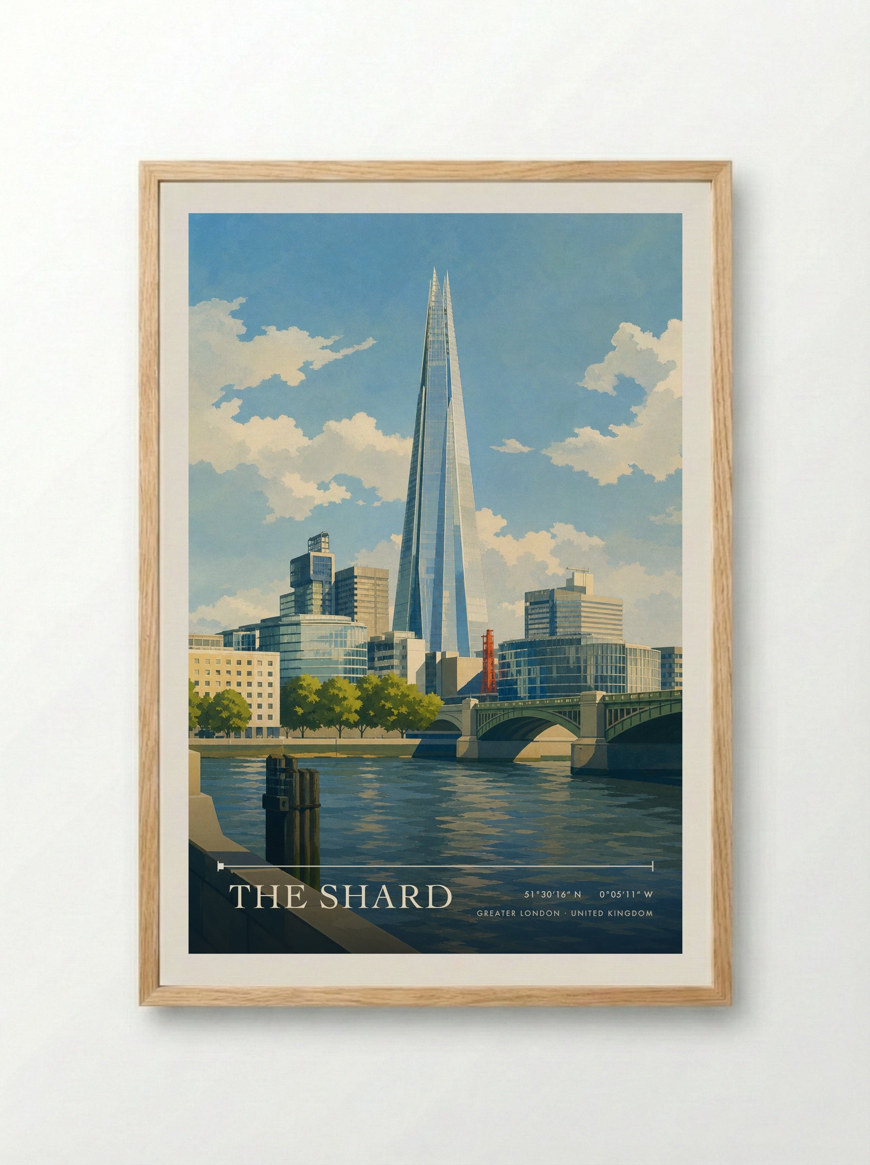 The Shard Greater London United Kingdom Travel Poster - Framed Print Wood
