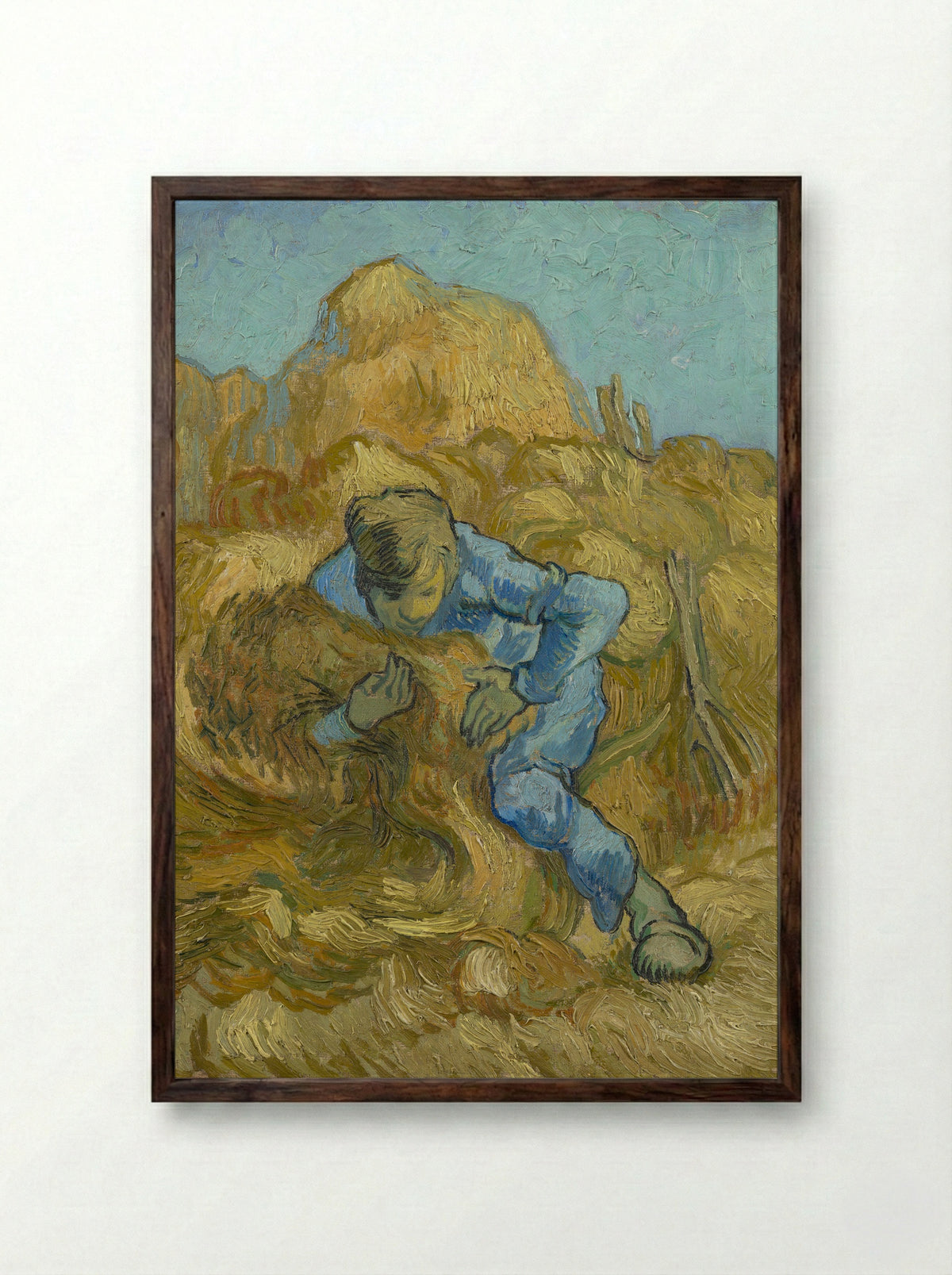 The Sheaf-Binder (after Millet) - Vincent van Gogh - Framed Print Dark Wood