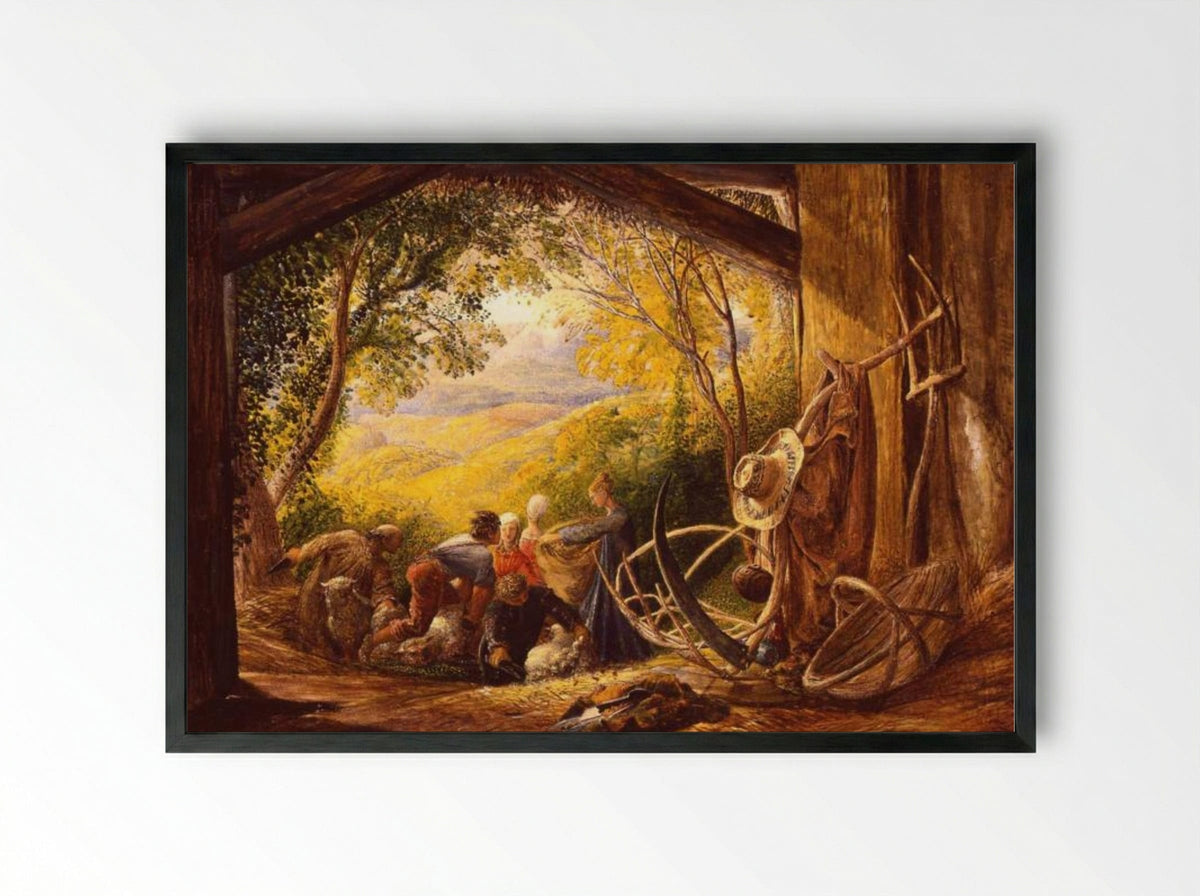 The Shearers - Samuel Palmer - Framed Print Black