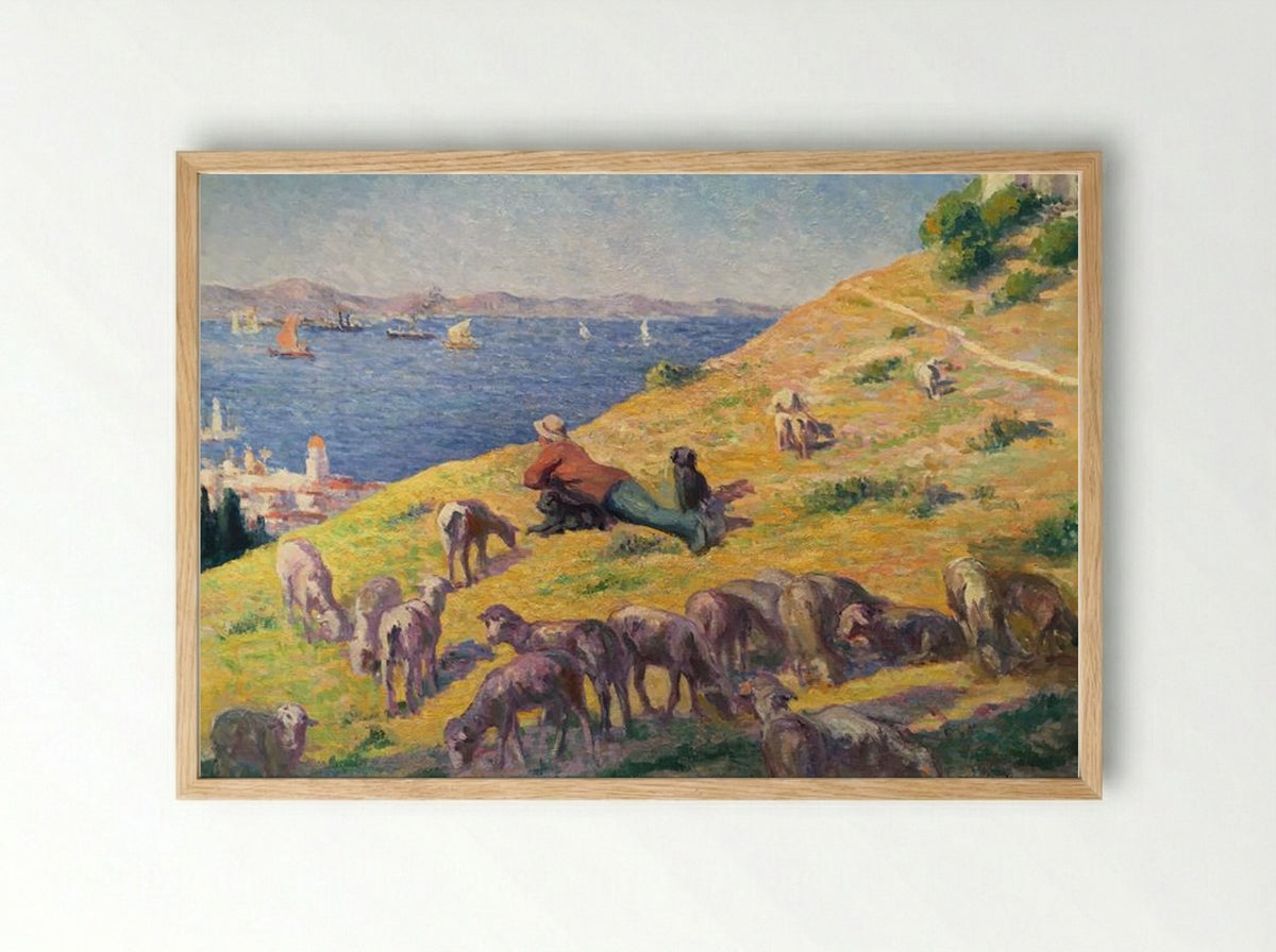 The Shepherd Observing the Sea - Maximilien Luce - Framed Print Wood