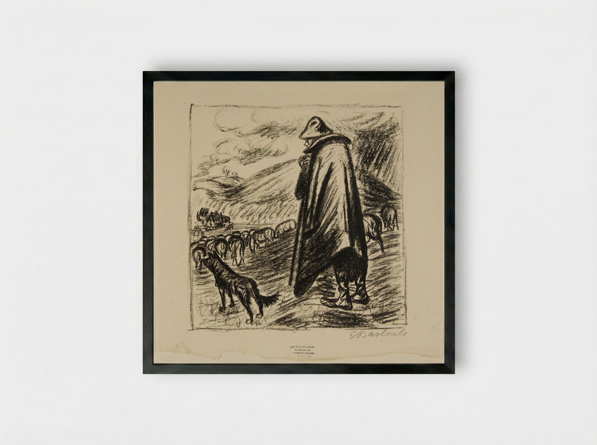 The Shepherd's Lamentation - Ernst Barlach - Framed Print Black