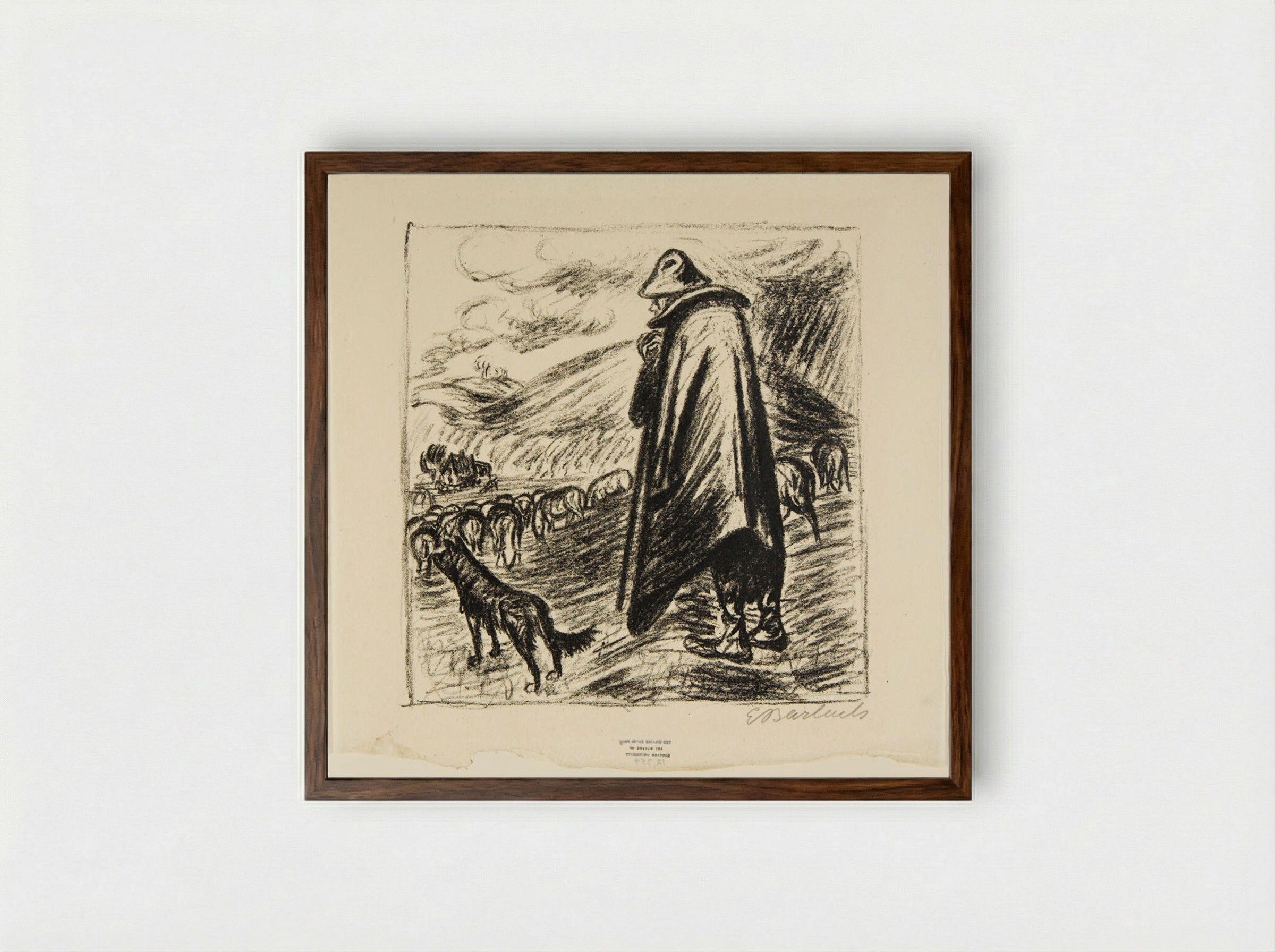The Shepherd's Lamentation - Ernst Barlach - Framed Print Dark Wood