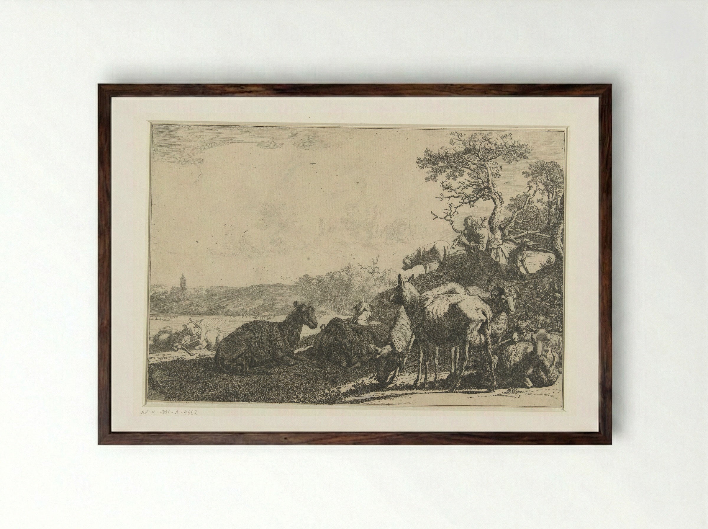 The Shepherd - Paulus Potter - Framed Print Dark Wood