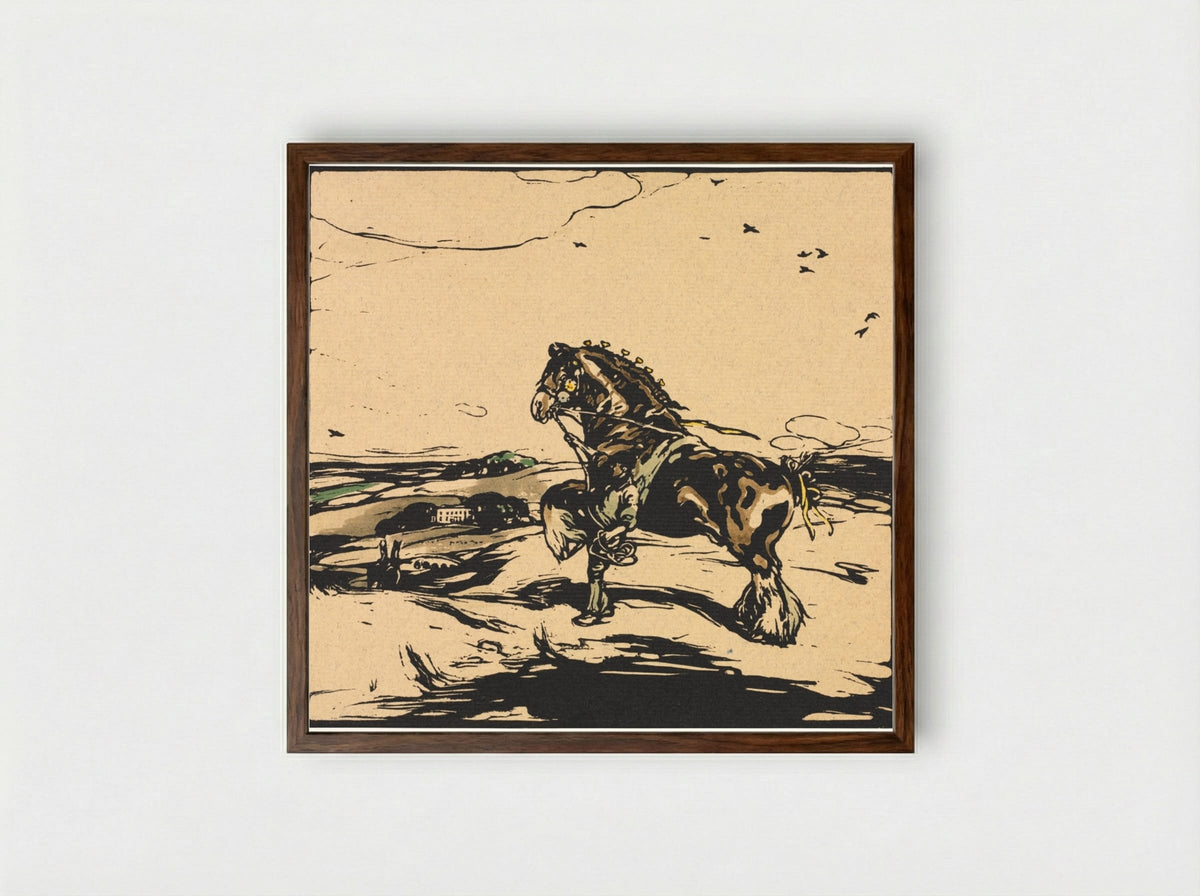 The Shire Horse - William Nicholson - Framed Print Dark Wood