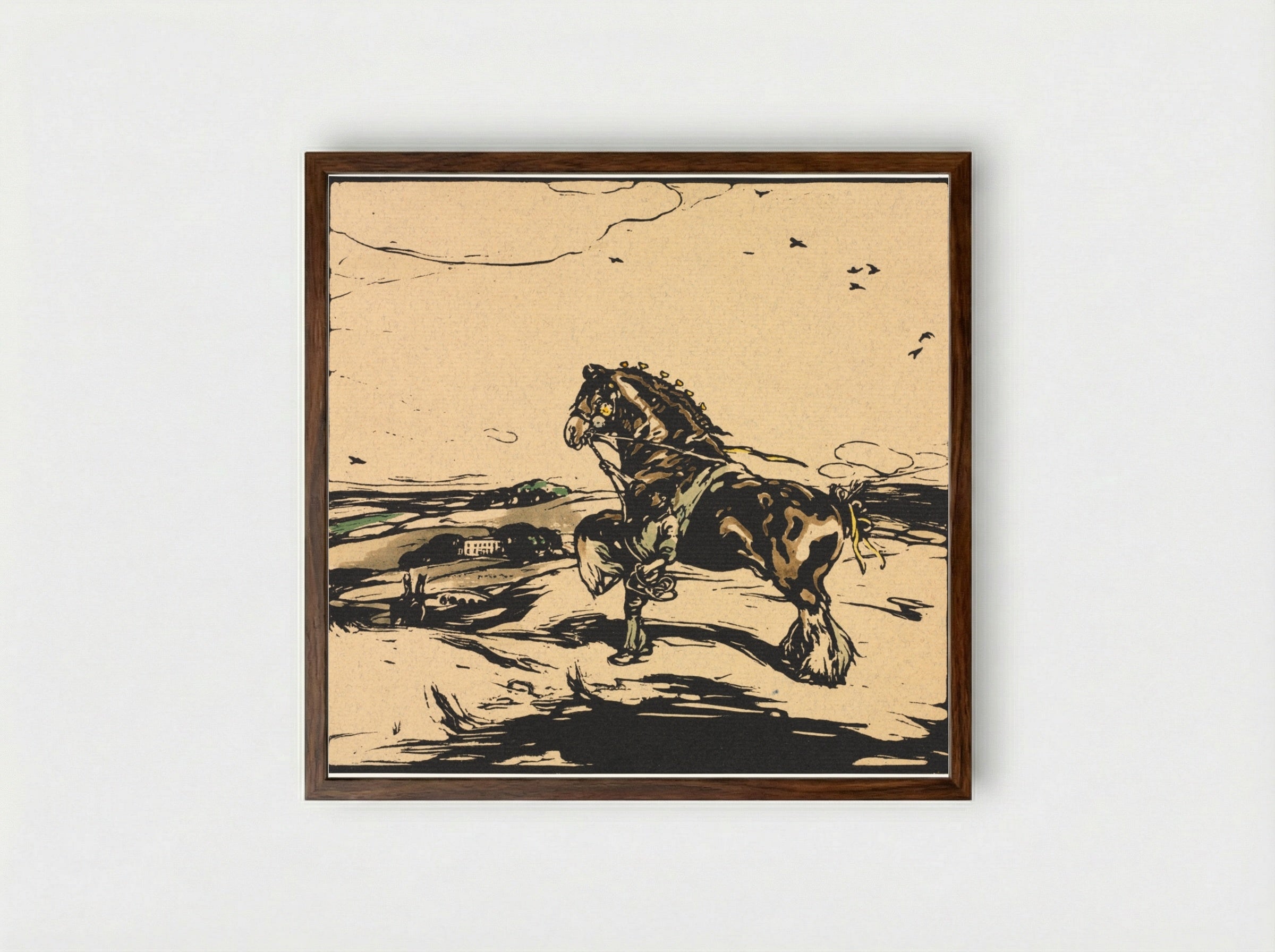 The Shire Horse - William Nicholson - Framed Print Dark Wood