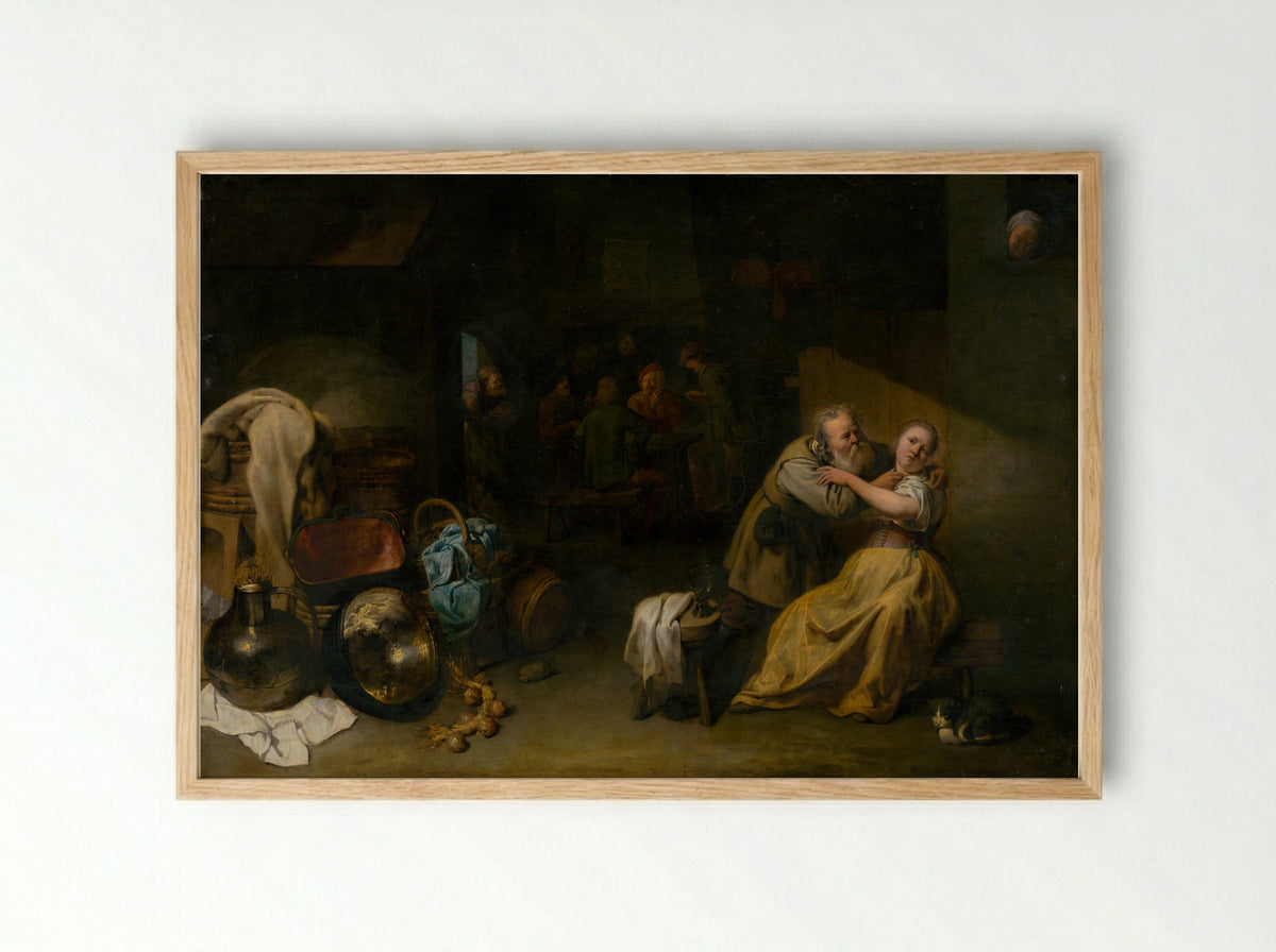 The Shoemaker's Workshop - David Ryckaert III - Framed Print Wood