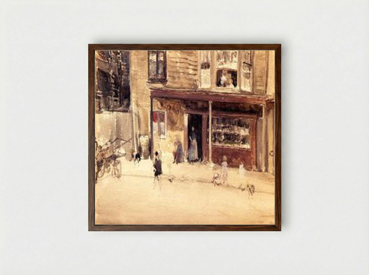 The Shop (An Exterior) - Fine Art Print - Framed Print Dark Wood