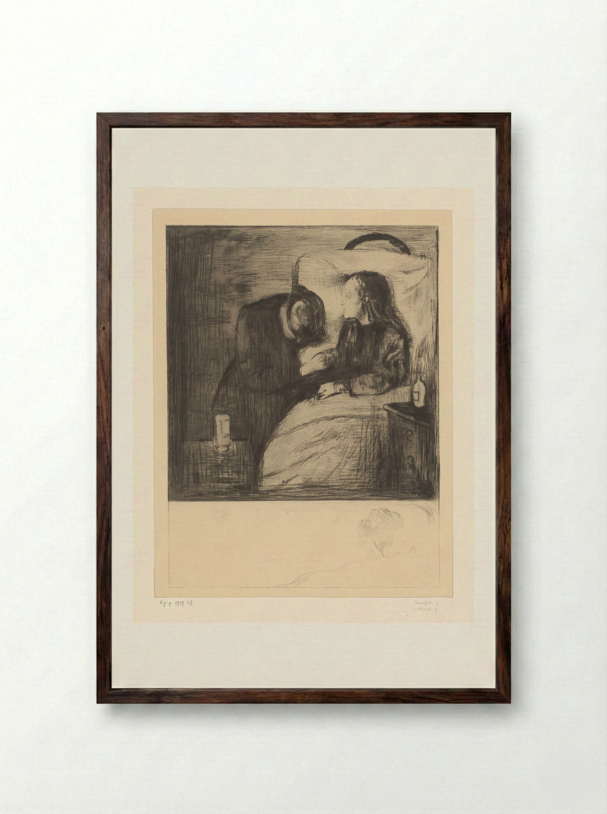 The Sick Child - Edvard Munch - Framed Print Dark Wood