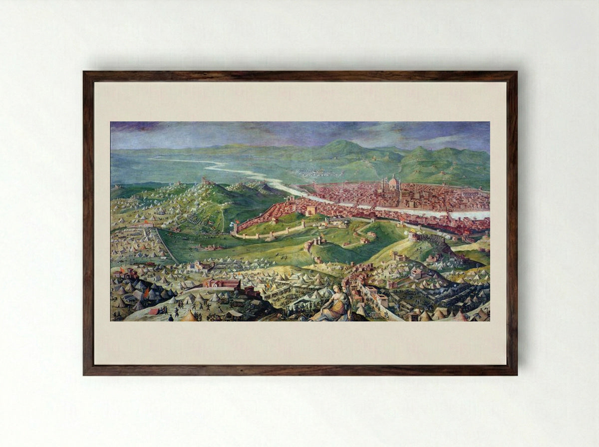 The Siege of Florence - Giorgio Vasari - Framed Print Dark Wood