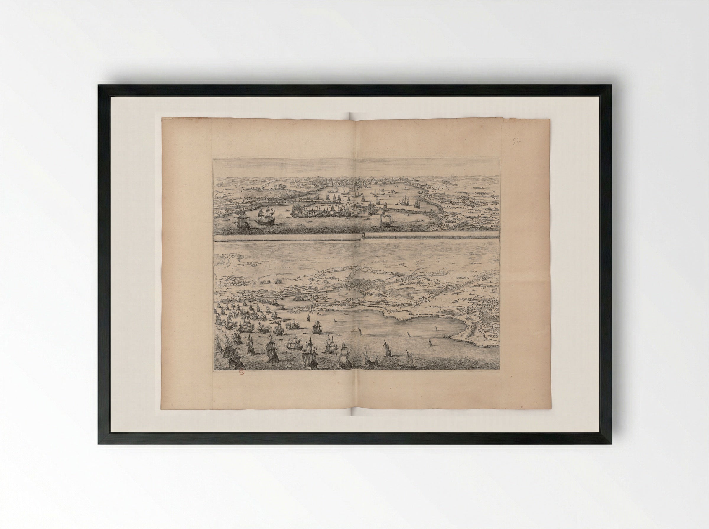 The Siege of La Rochelle - Stefano Della Bella - Framed Print Black