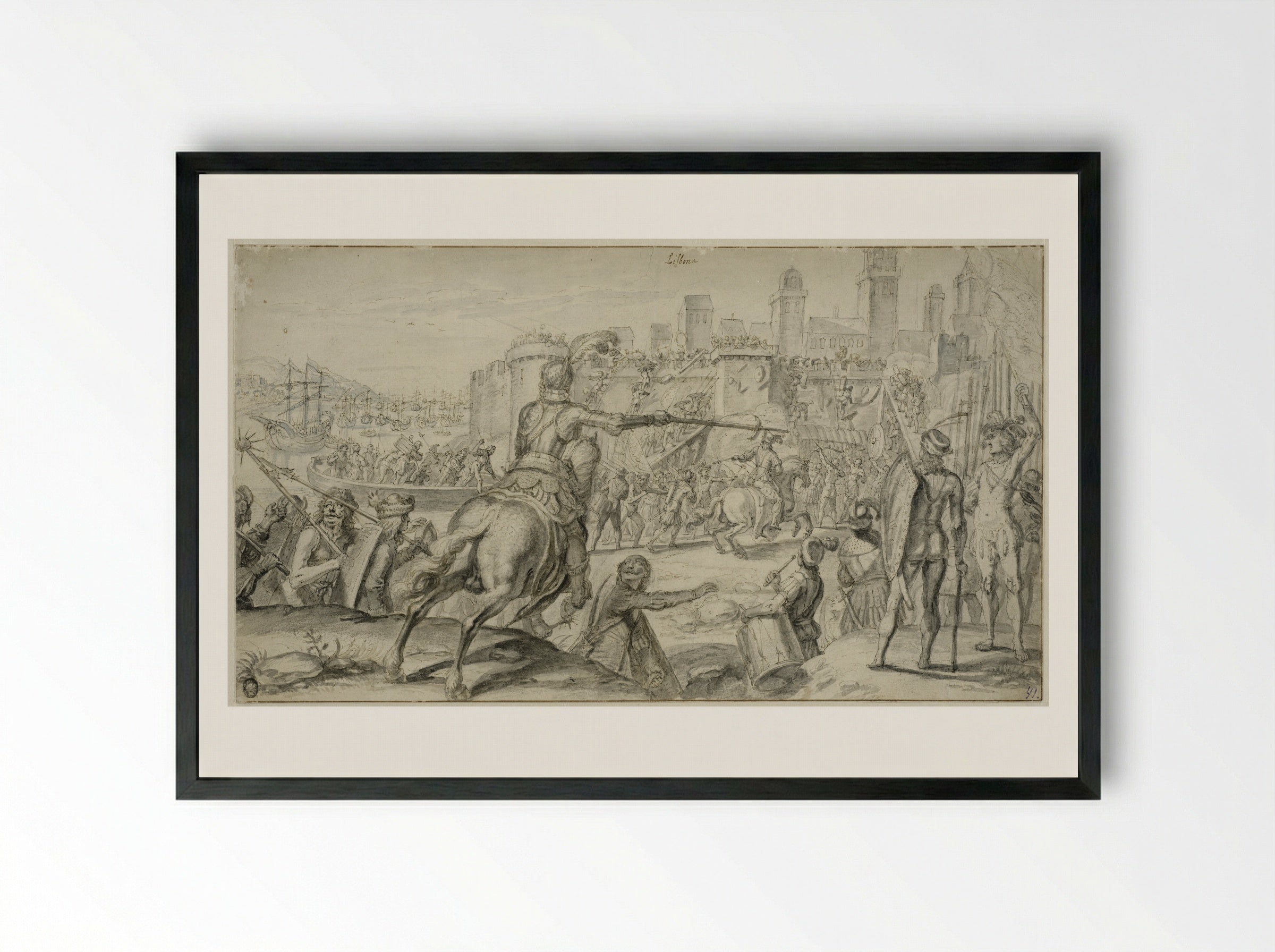 The Siege of Lisbon - Crispijn van de Passe (II) - Framed Print Black
