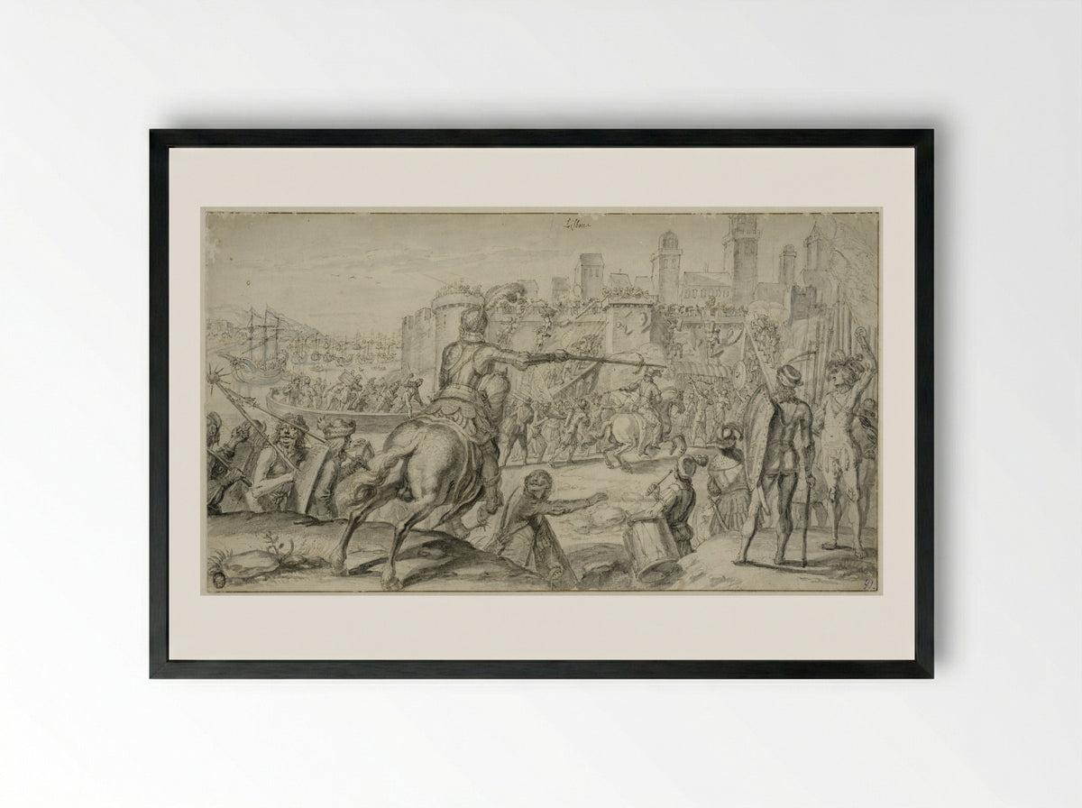 The Siege of Lisbon - Crispijn van de Passe (II) - Framed Print Black