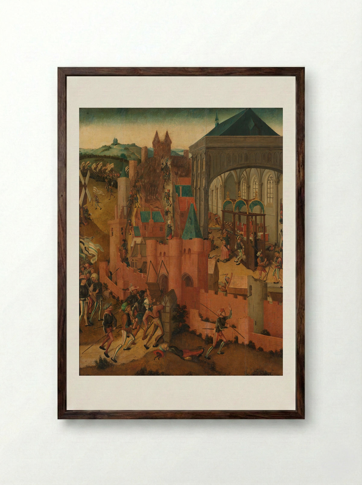 The Siege of Rhenen - Master of Rhenen - Framed Print Dark Wood