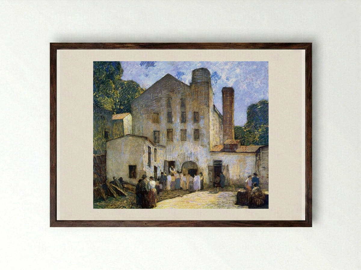 The Silk Mill - Robert Spencer - Framed Print Dark Wood