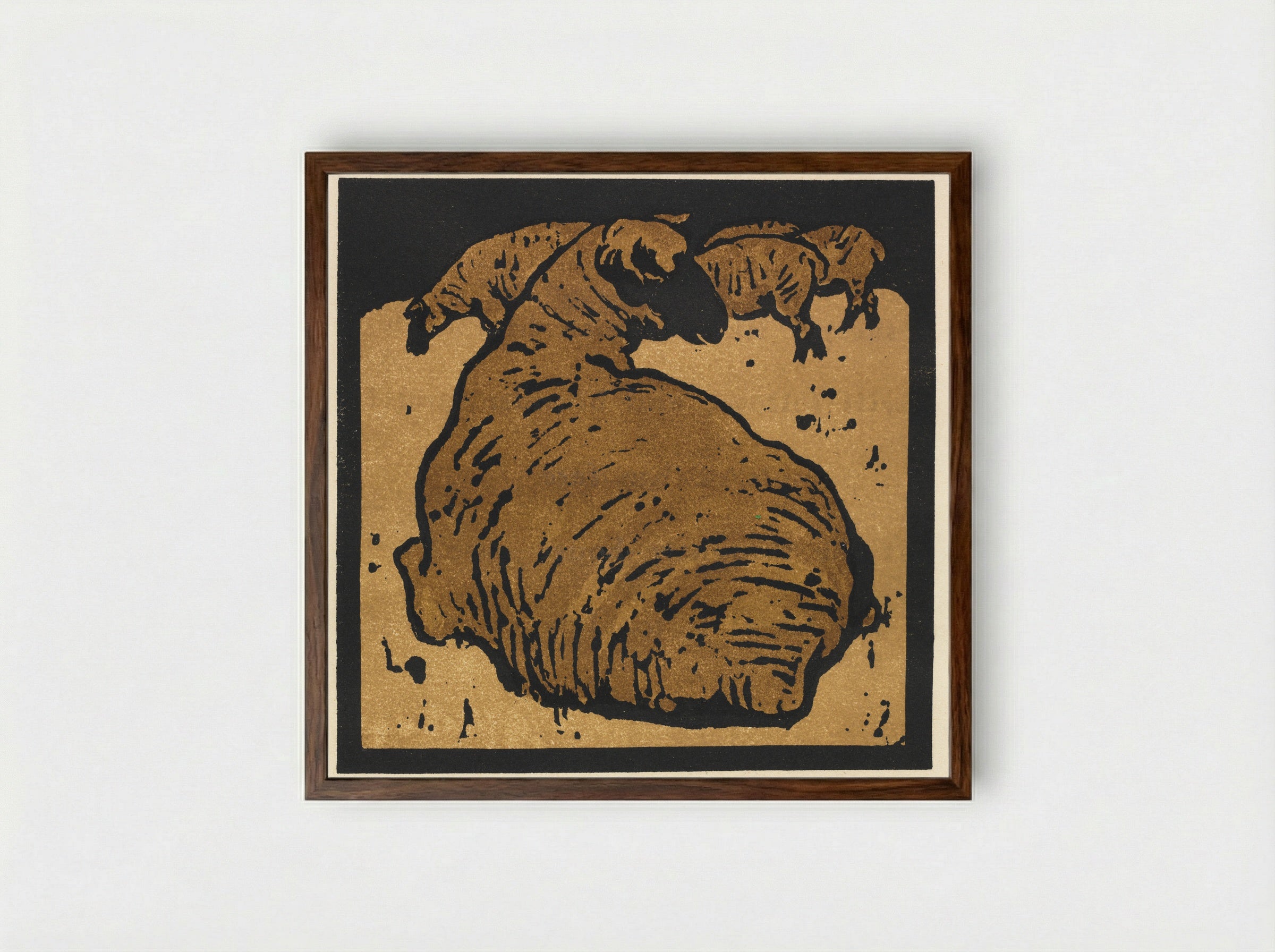 The Simple Sheep - William Nicholson - Framed Print Dark Wood