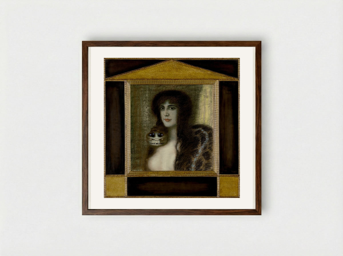 The Sin - Franz von Stuck - Framed Print Dark Wood