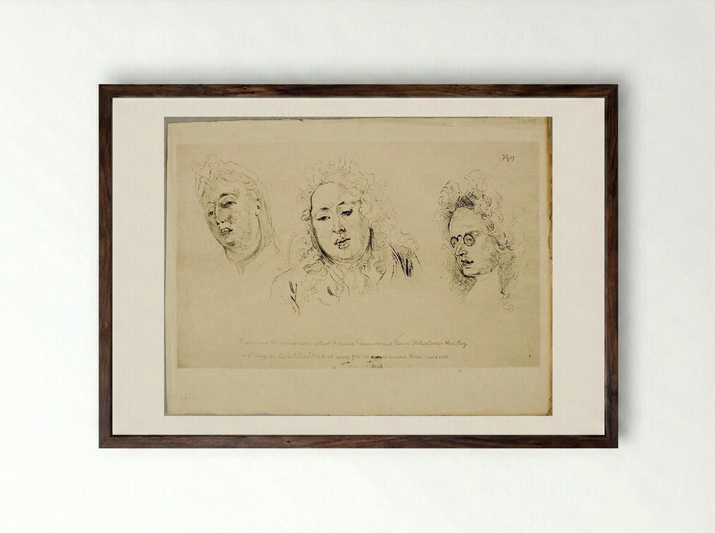 The Singers Dargenon and Paccini and the Musician Antoine - Jules de Goncourt - Framed Print Dark Wood