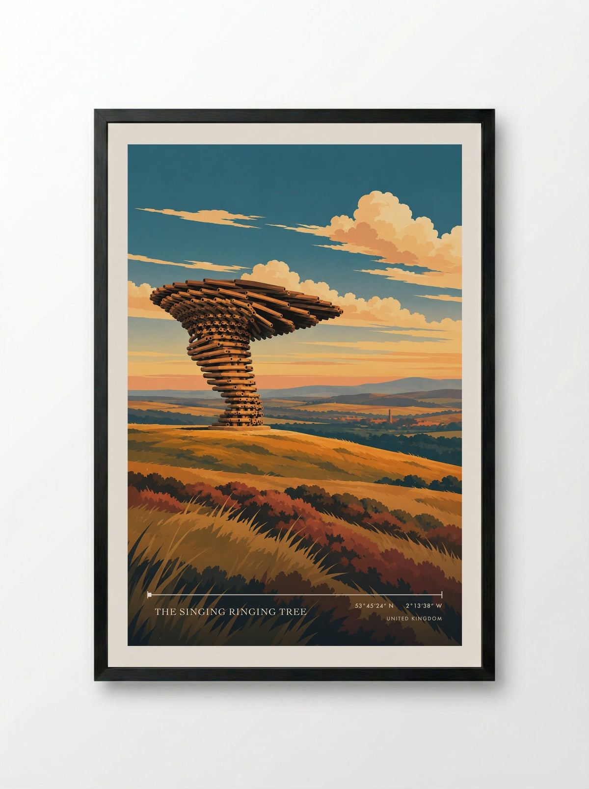 The Singing Ringing Tree | Travel Poster - Framed Print Black