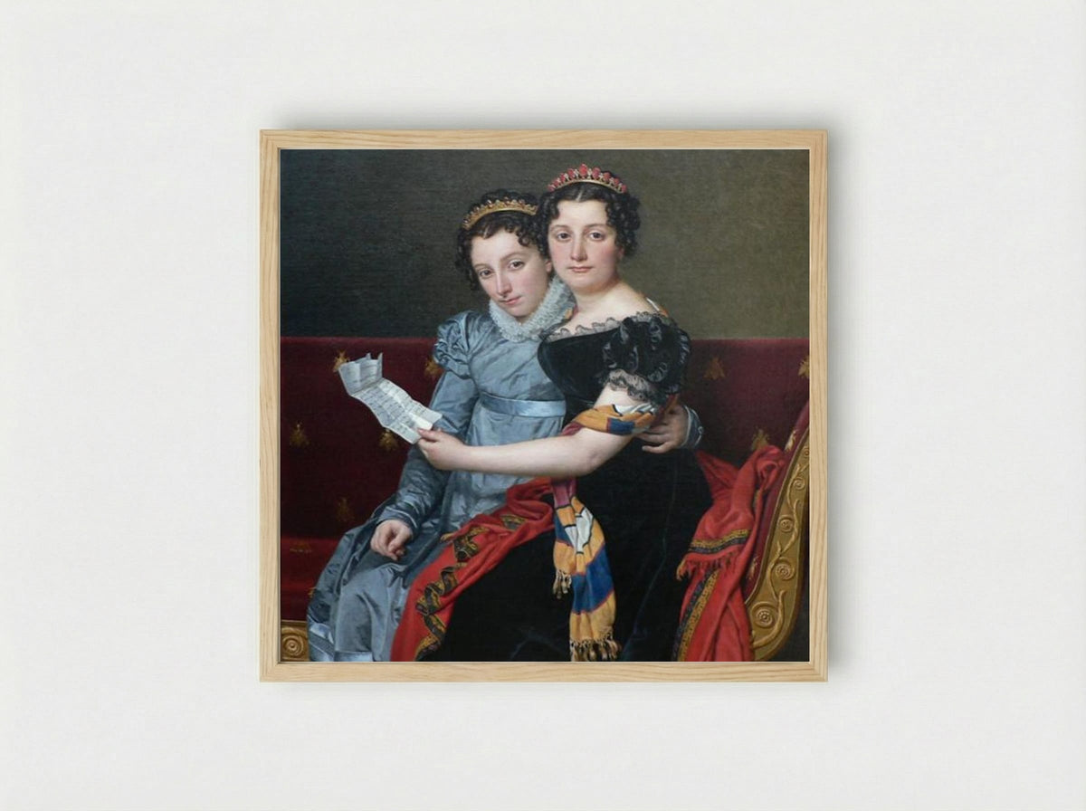 The Sisters Zenaide and Charlotte-Bonaparte - Jacques-Louis David - Framed Print Wood