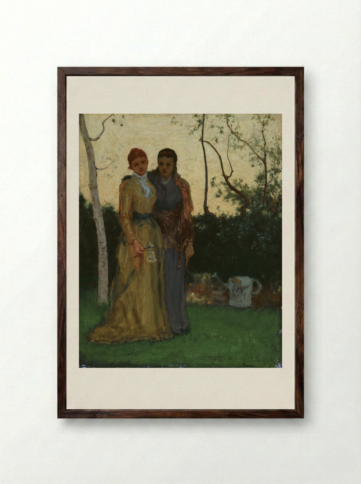 The Sisters - George Inness - Framed Print Dark Wood