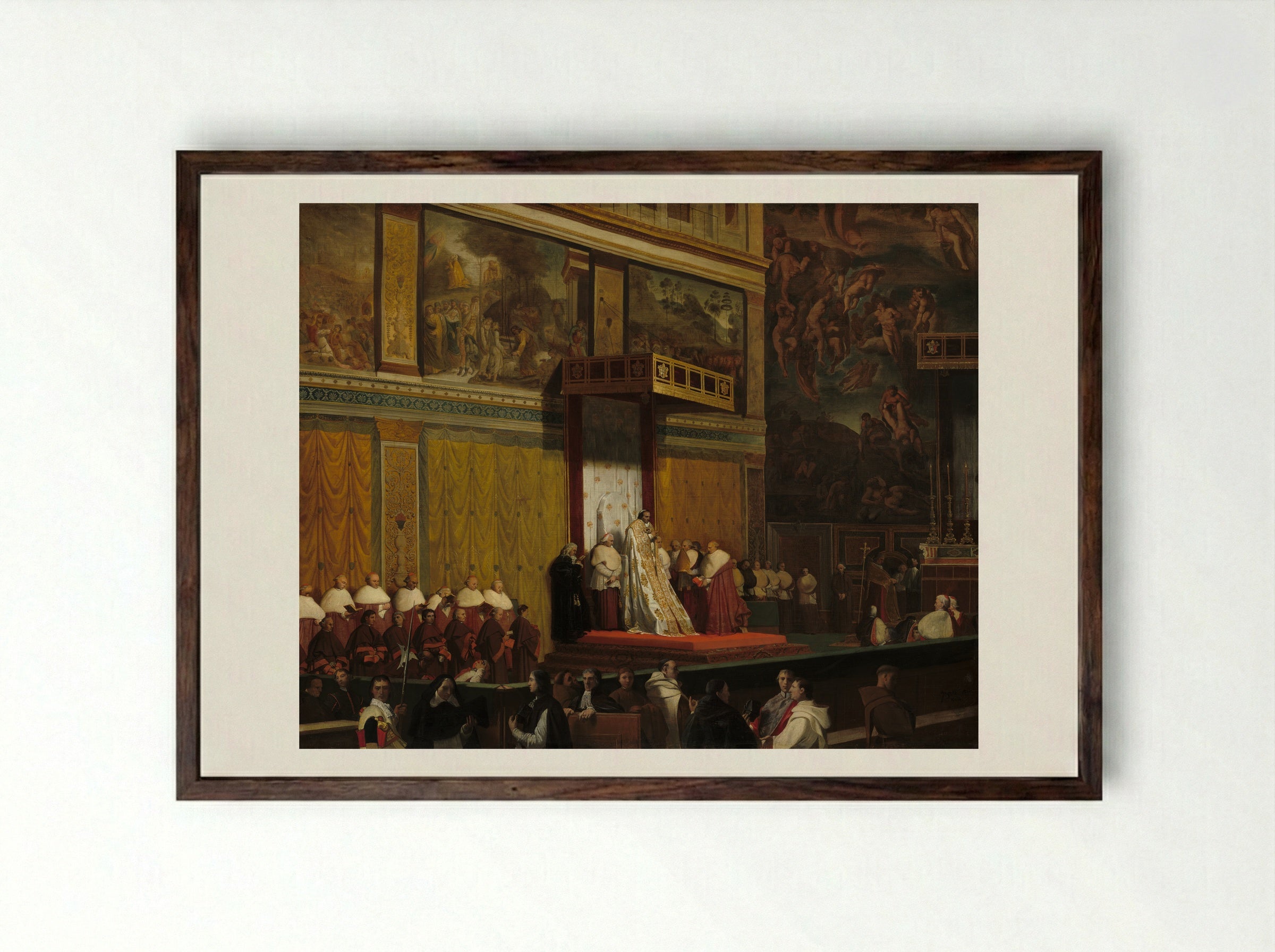 The Sistine Chapel - Jean Auguste Dominique Ingres - Framed Print Dark Wood